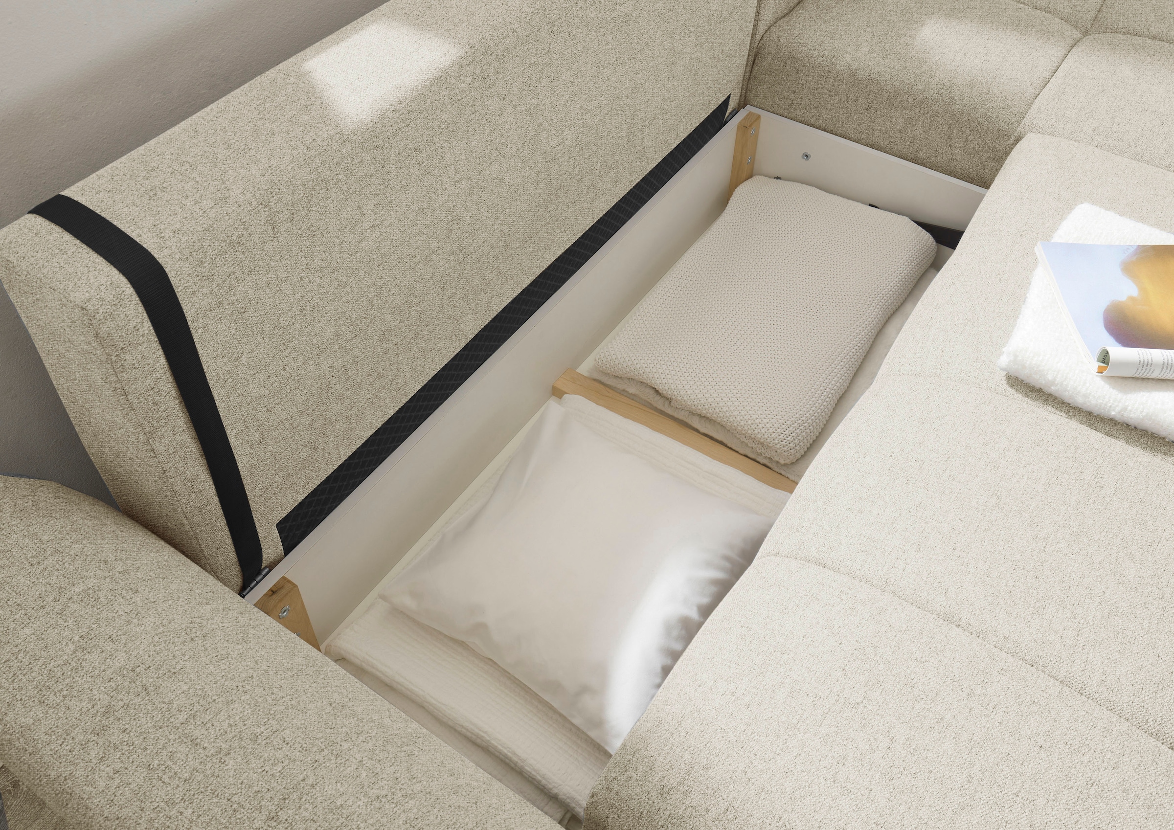 ED EXCITING DESIGN Ecksofa »Bern L-Form«, mit Bettfunktion, Bettkasten & 3 Zierkissen