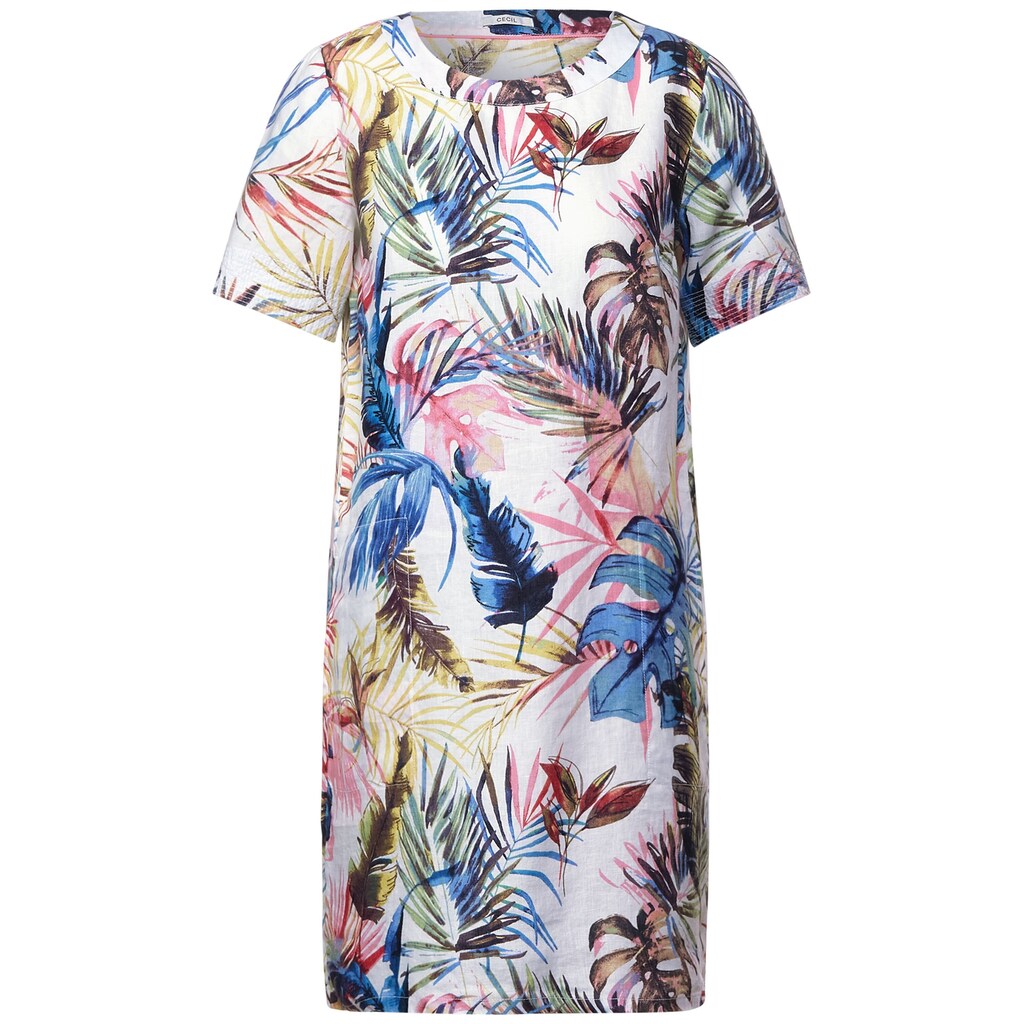 Damenmode Kleider Cecil Shirtkleid, mit Tropical-Print weiß