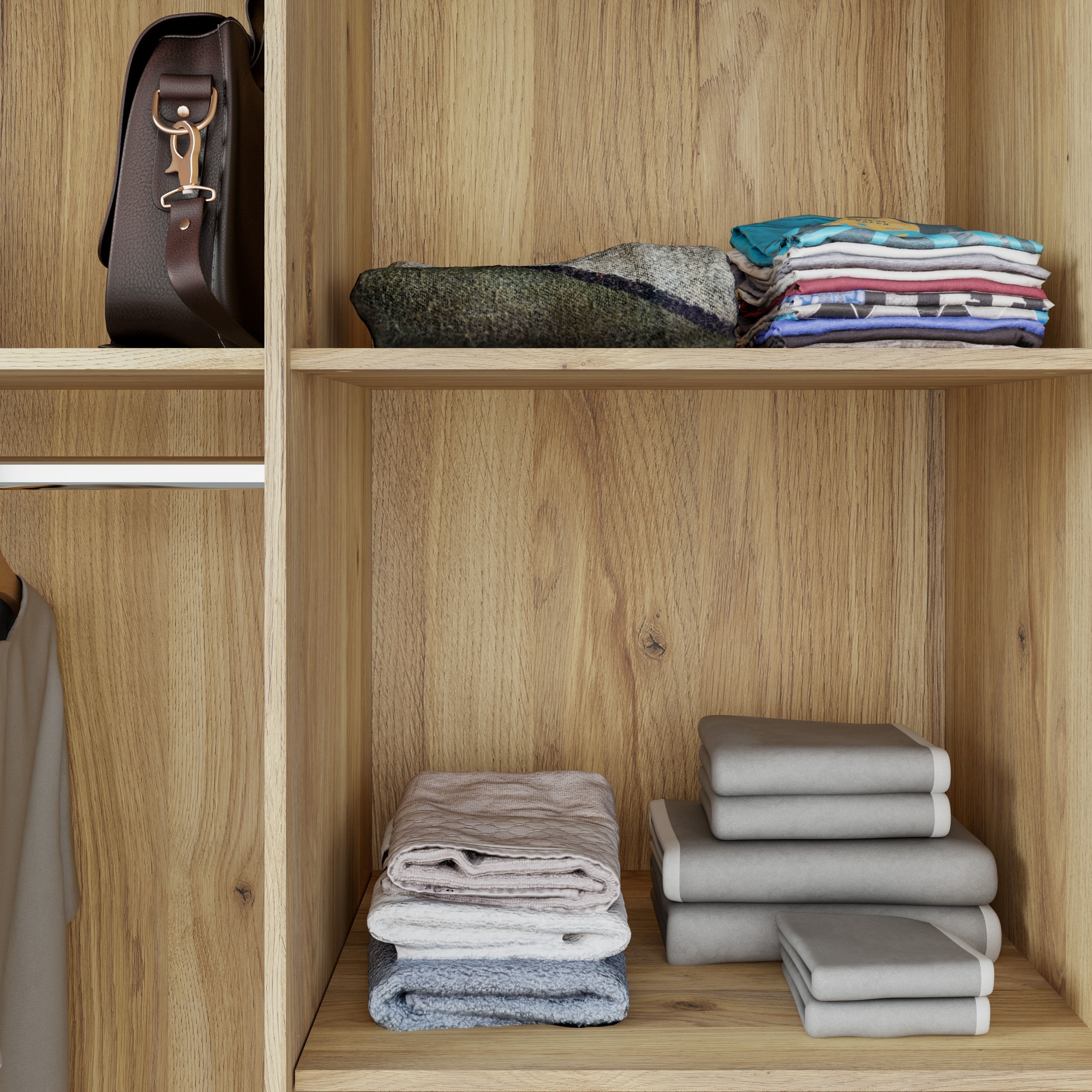 FORTE Drehtürenschrank »Schrank mit Spiegel, zeitloses Design, 3türig« viel Stauraum, Schubladen, Spiegeltürenm Höhe 200 cm