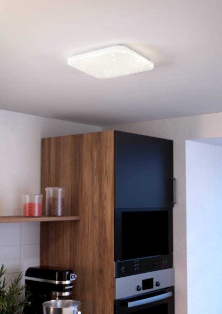 EGLO LED Deckenleuchte »FRANIA-S Deckenlampe, weiß, Kristalleffekt, geringe Aufbauhöhe«, 1 flammig, Leuchtmittel LED-Board | LED fest integriert, Sternenhimmel Deckenleuchte, Kristall-Effekt, neutralweiß, IP20