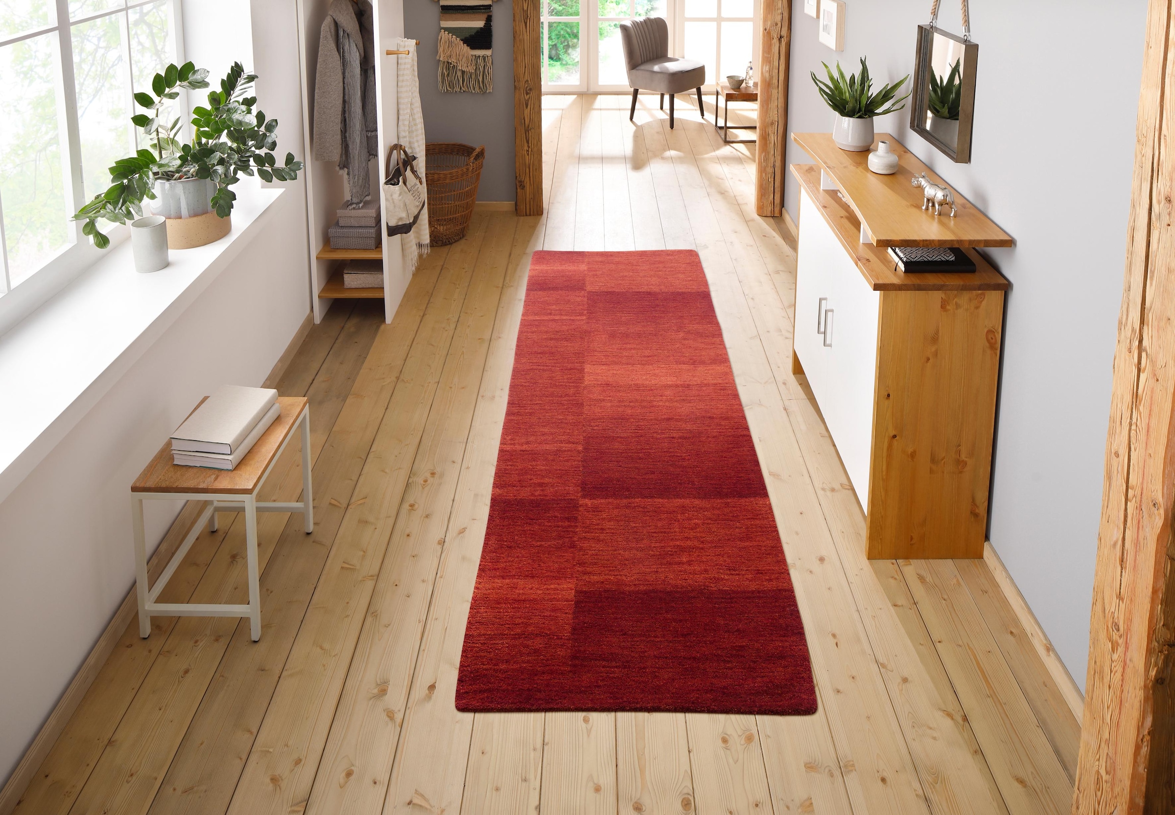 THEKO Läufer »Jorun, reine Wolle, handgewebt, Handweb Teppiche«, rechteckig, 14 mm Höhe, Teppich-Läufer, Wohnzimmer, Schlafzimmer, Esszimmer, Flur