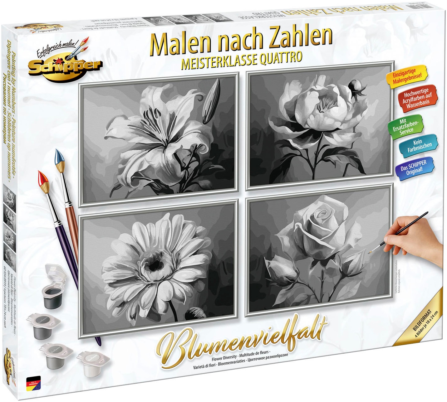 Schipper Malen nach Zahlen »Meisterklasse Quattro, Blumenvielfalt«, Made in Germany