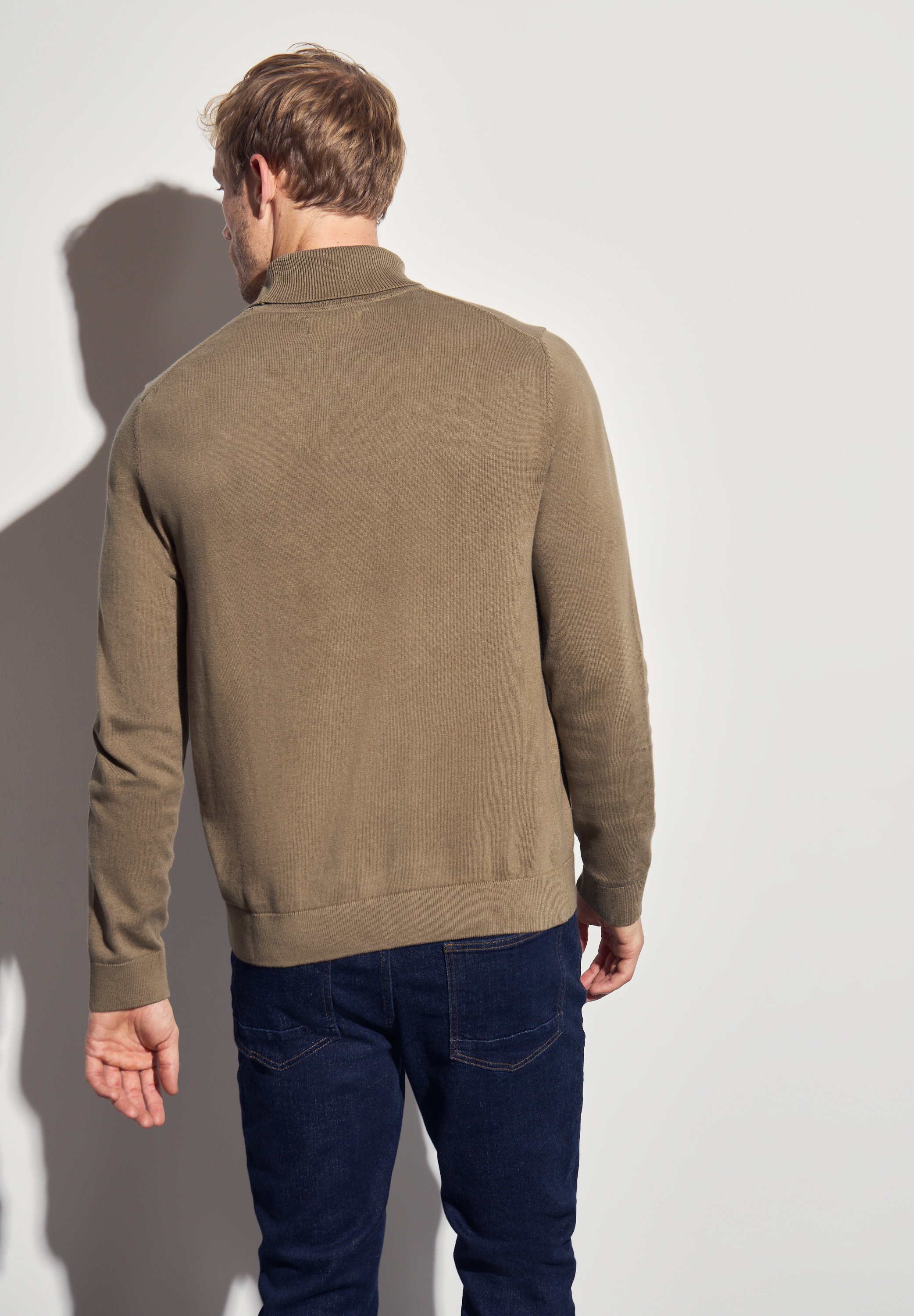 STREET ONE MEN Rollkragenpullover, aus reiner Baumwolle