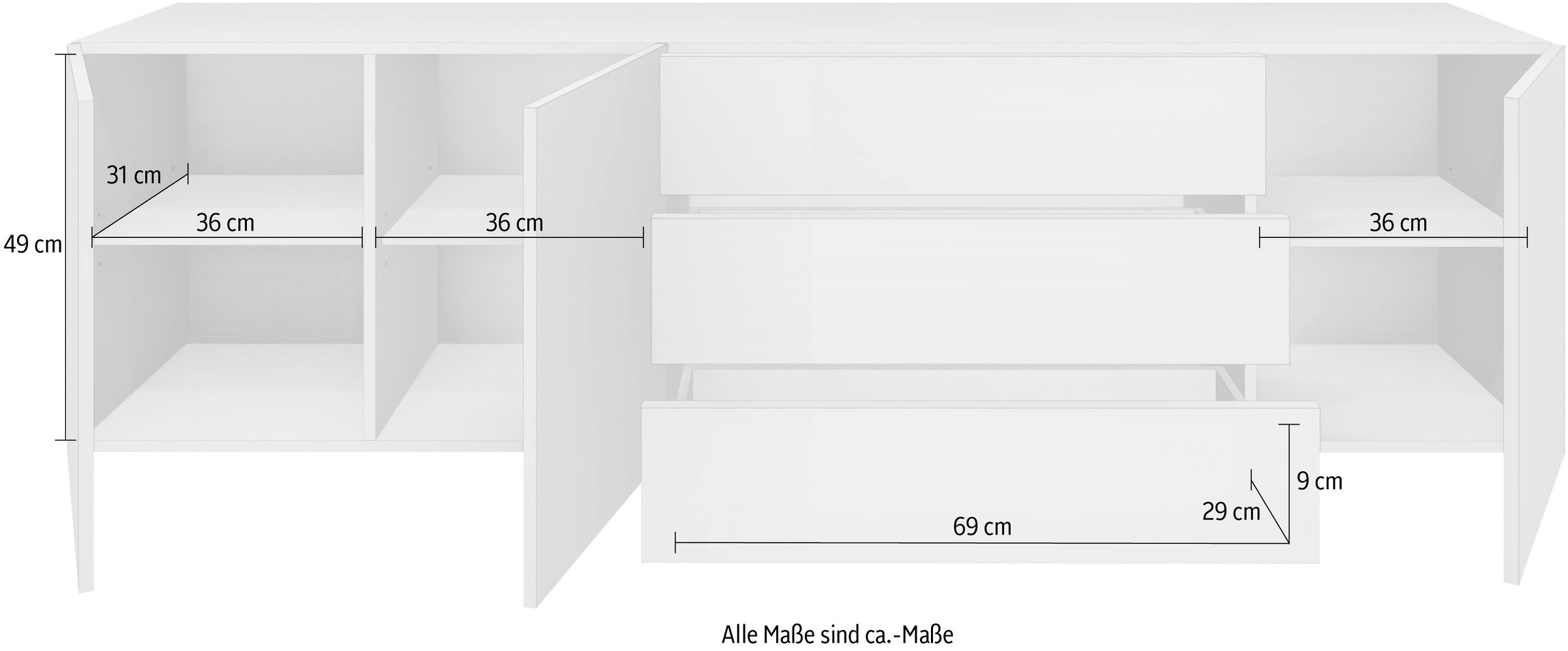 borchardt Möbel Lowboard »Vaasa«, Breite 190 cm, nur hängend bestellen |  BAUR