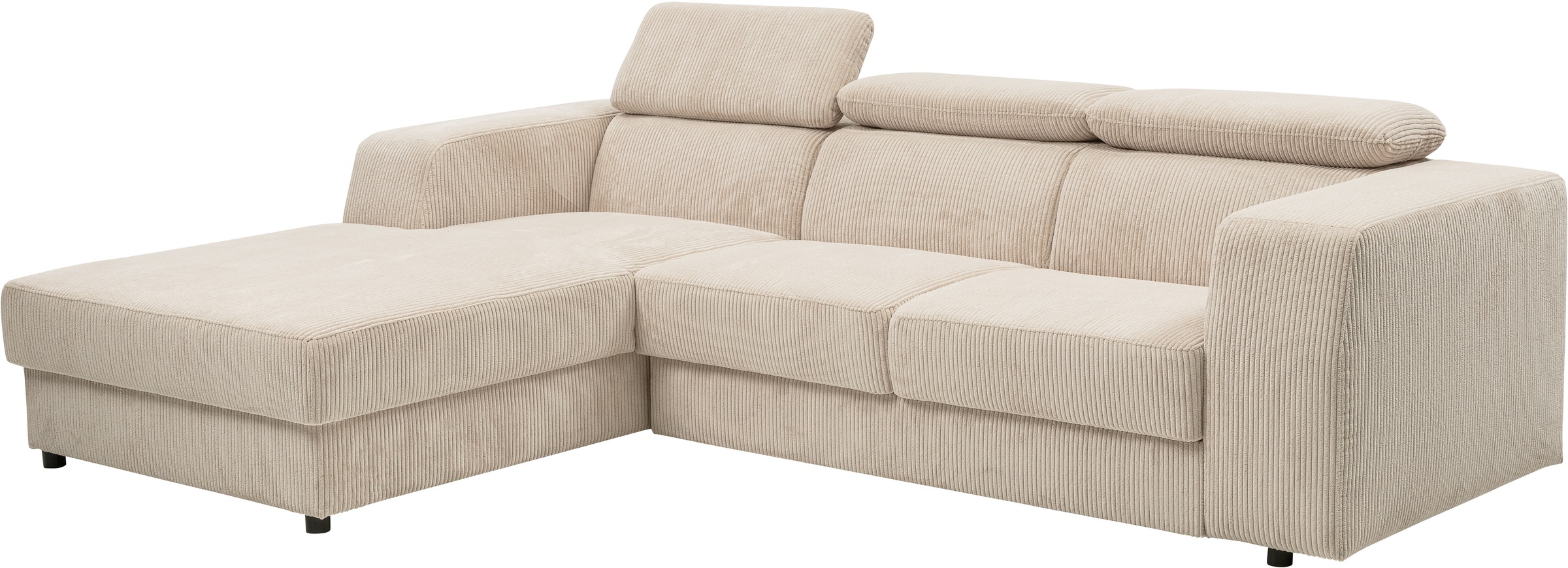 WERK2 Ecksofa »Cherry, modernes Sofa mit Komfortfunktionen, Breite 270cm, L-Form,«, bequem, mit verstellbaren Kopfteilen, Schlaffunktion und Bettkasten