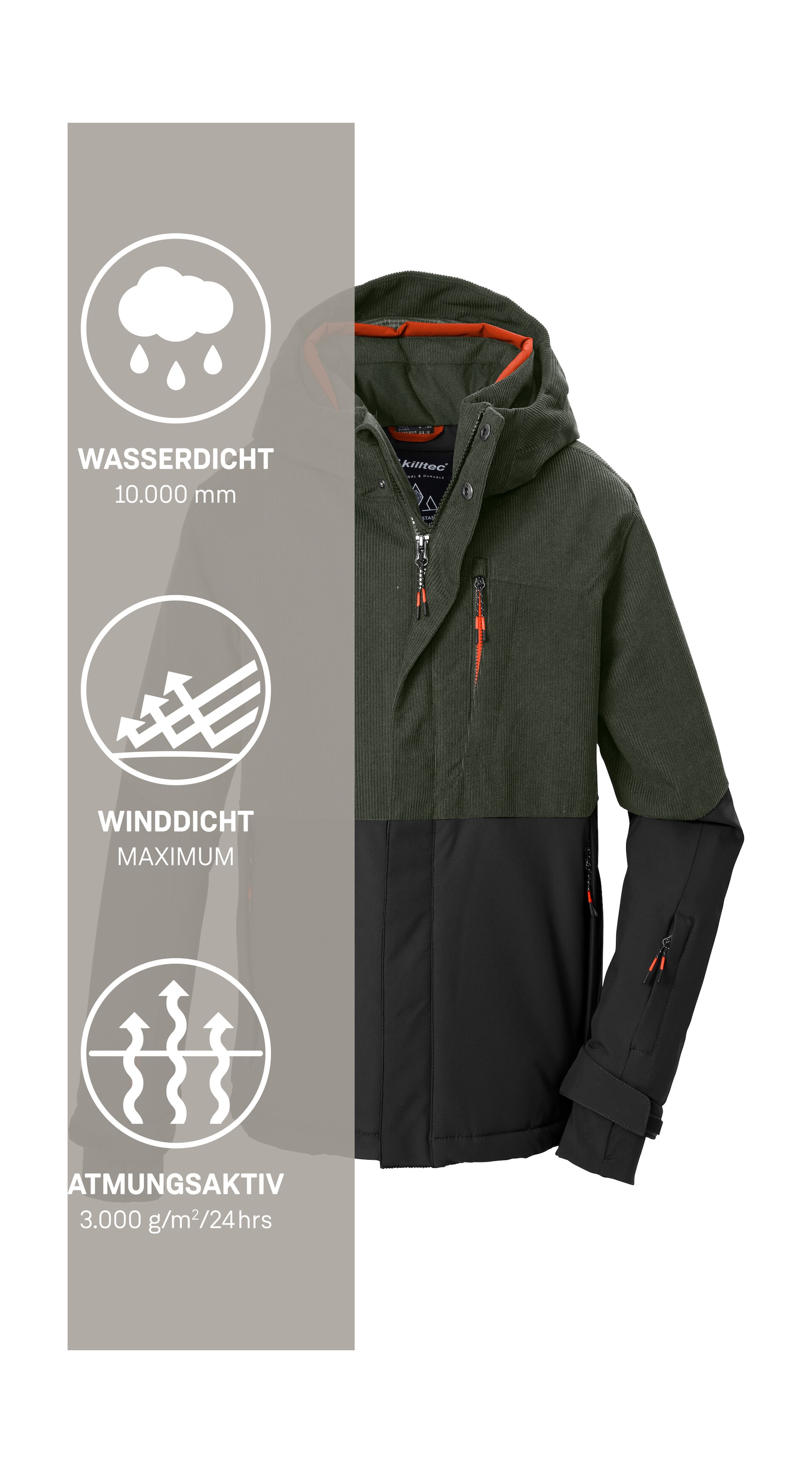 Killtec Skijacke »KSW 219 BYS SKI JCKT« Zweifarbig, wasserdicht, atmungsaktiv, verstellbare Kapuze