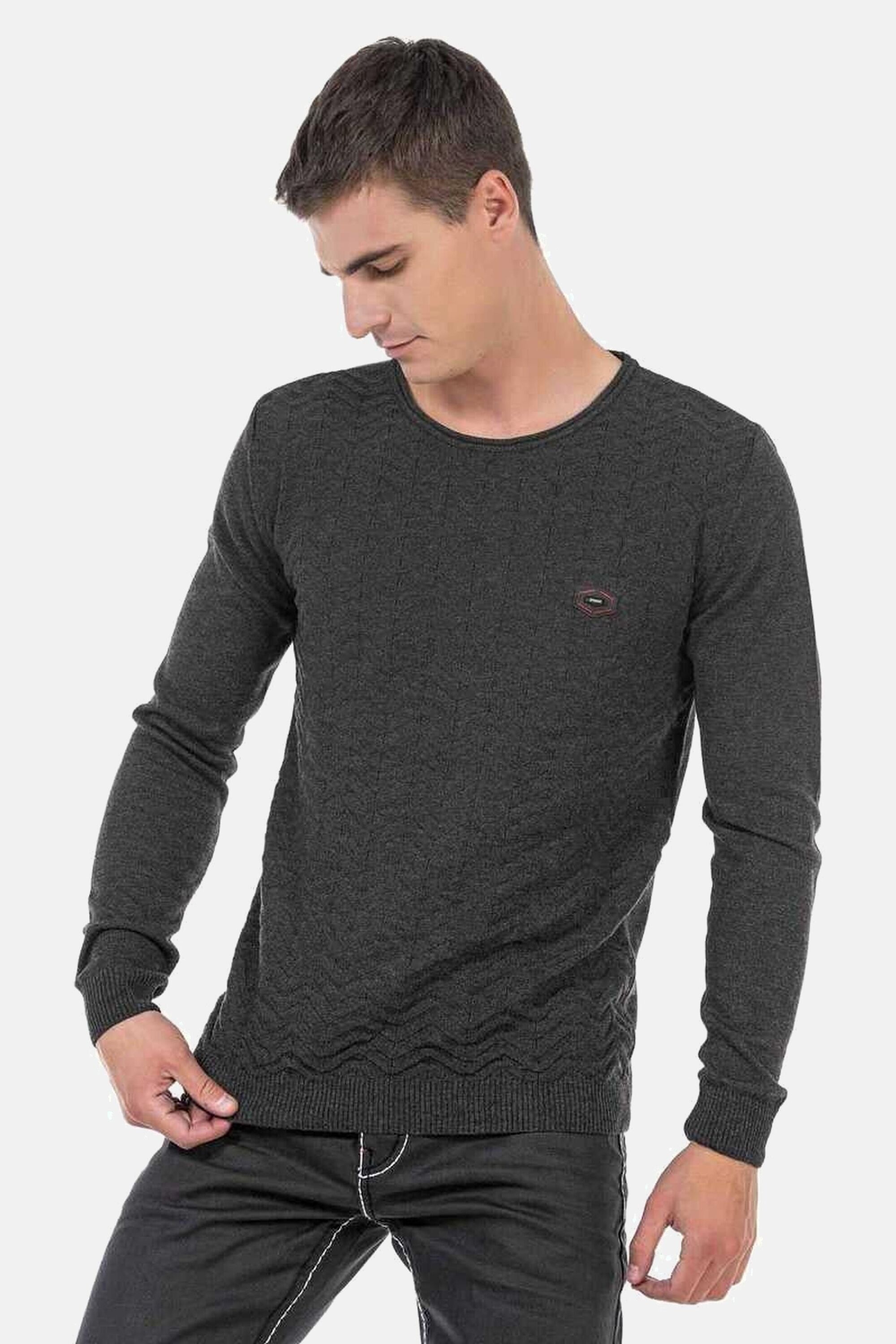 Cipo & Baxx Rundhalspullover »Pullover«, mit Zopfmuster, CP240
