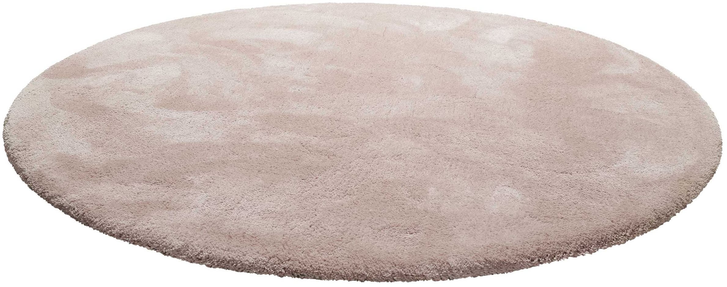 Homie Living Teppich »Pisa«, rund, 25 mm Höhe, Hochflor, Microfaser, uni, weich, Shaggy, Wohnzimmer, Schlafzimmer
