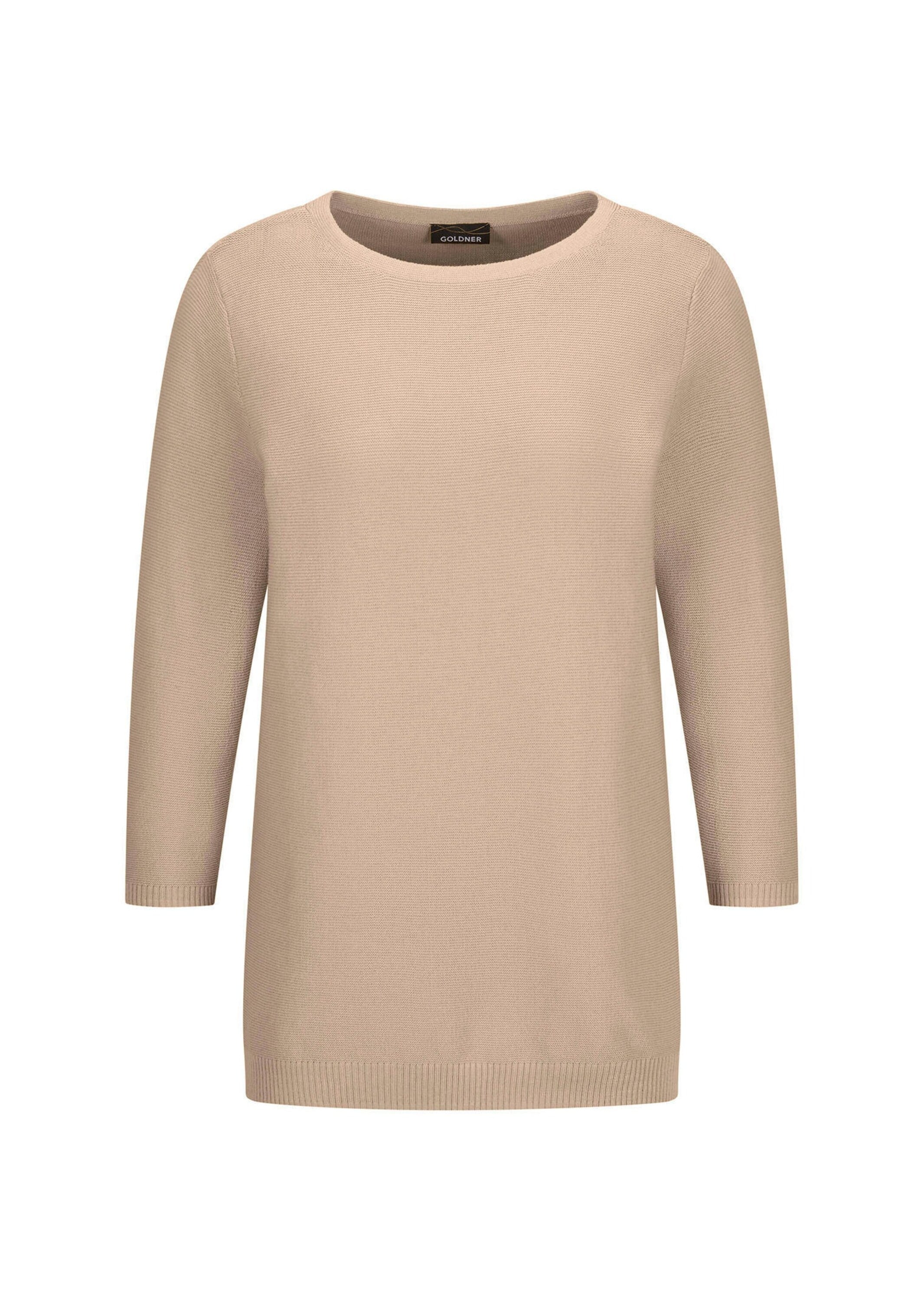 GOLDNER Rundhalspullover "Kurzgröße Eleganter Baumwollpullover, Halbarm" günstig online kaufen