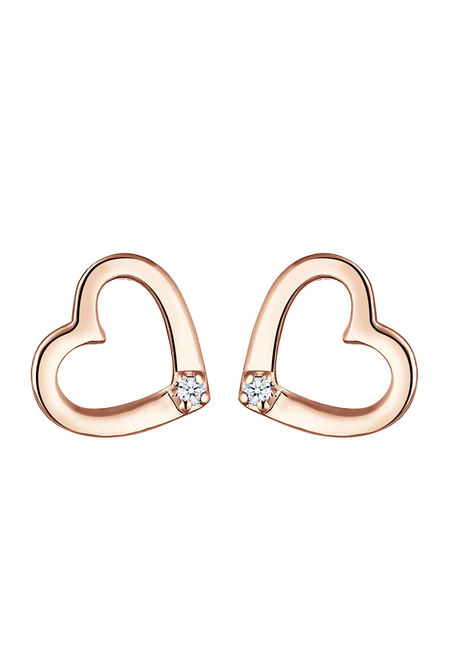 Elli DIAMONDS Paar Ohrstecker »Ohrstecker Herz Diamant Weiß (0.03 ct) 925 Sterling Silber«