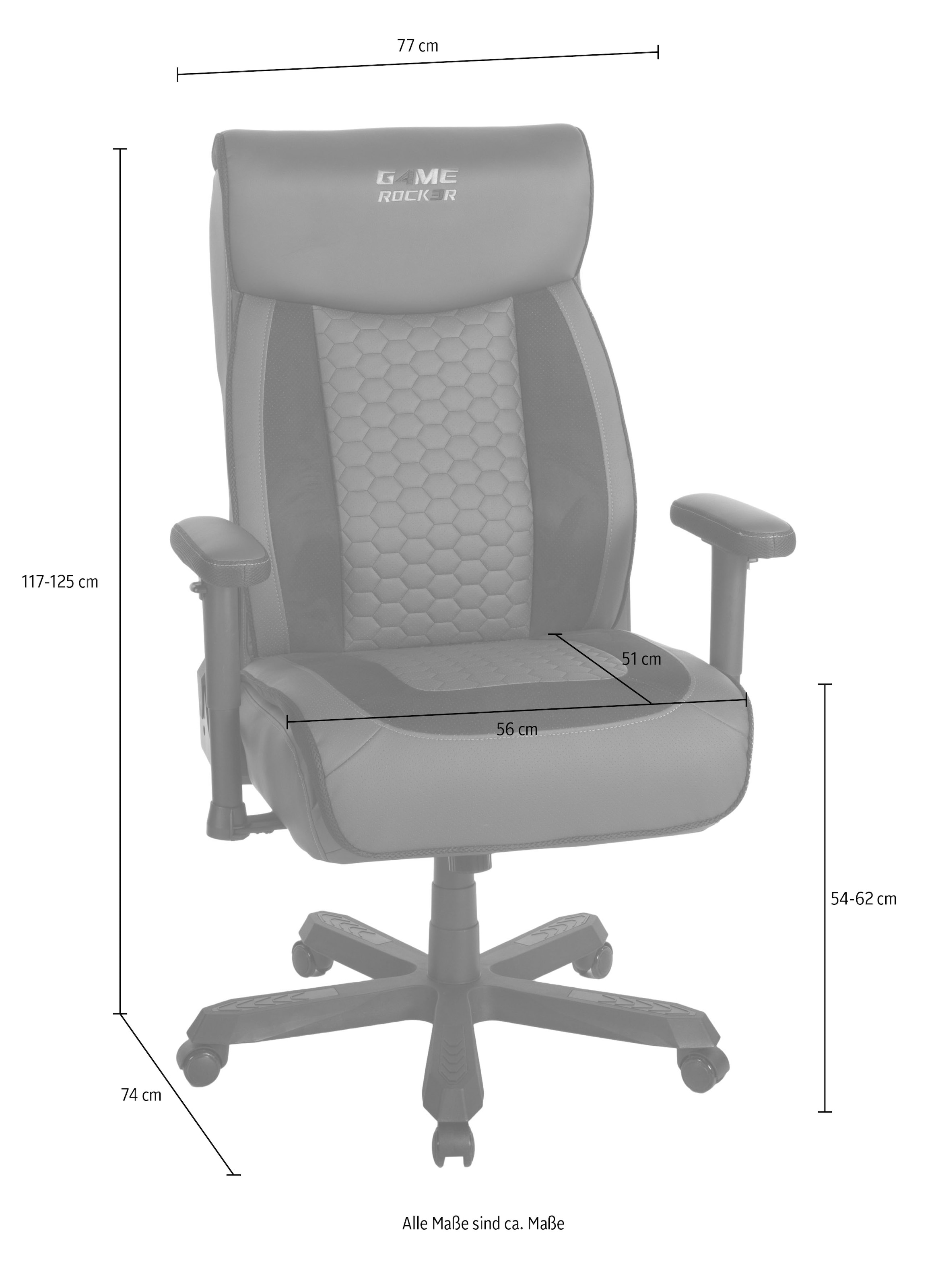 Duo Collection Chefsessel »Game-Rocker G-40 Large«, 1 St., Kunstleder, Federkern, belastbar bis 150 kg, 2D Armlehnen, Rückenunterstützung