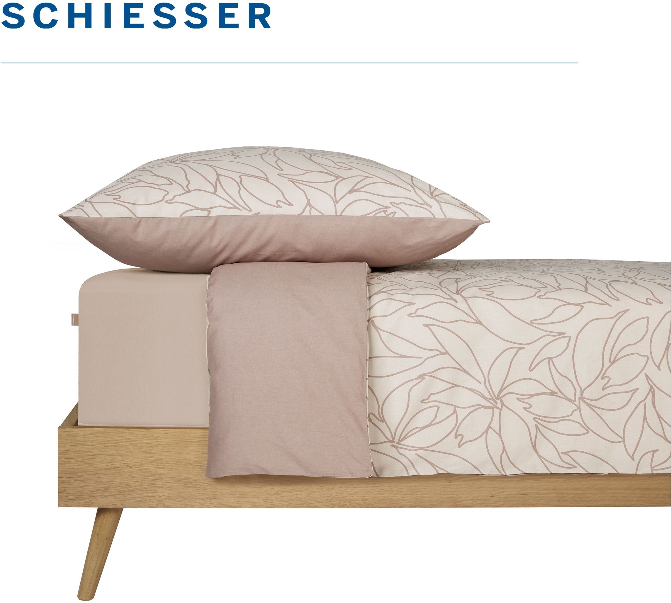 Schiesser Wendebettwäsche »Leaves aus weicher Baumwolle mit schlichtem Botanikprint« 2 Stk. OEKO-TEX® MADE IN GREEN