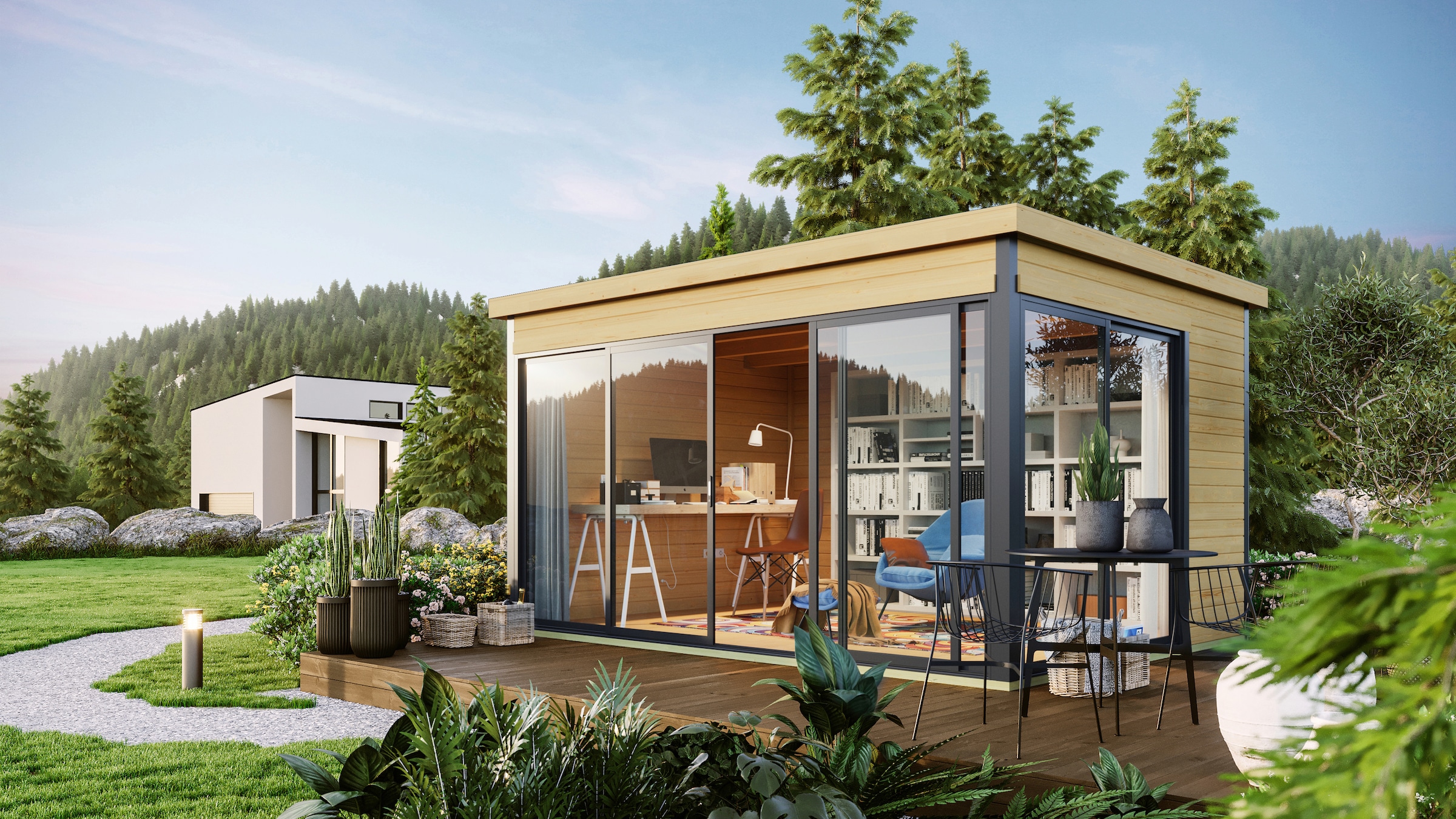 LASITA MAJA Gartenhaus "DOMEO 4 NATUR/ANTHRAZIT" Fundamentmass 4180 x 3219, günstig online kaufen