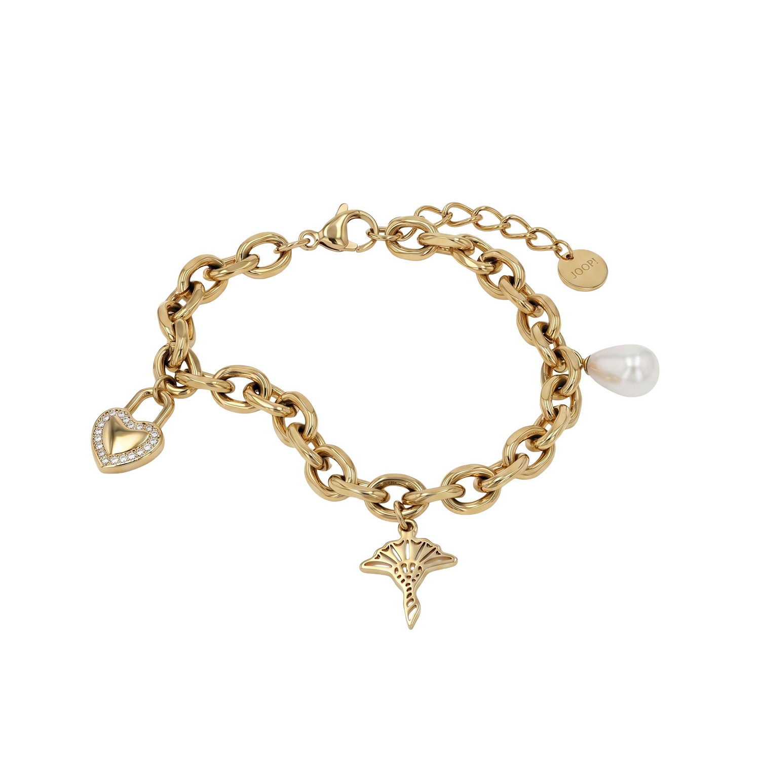 JOOP! Armband »Herz Schloss Kornblume« mit Zirkonia (synth.) - mit Perlmutt