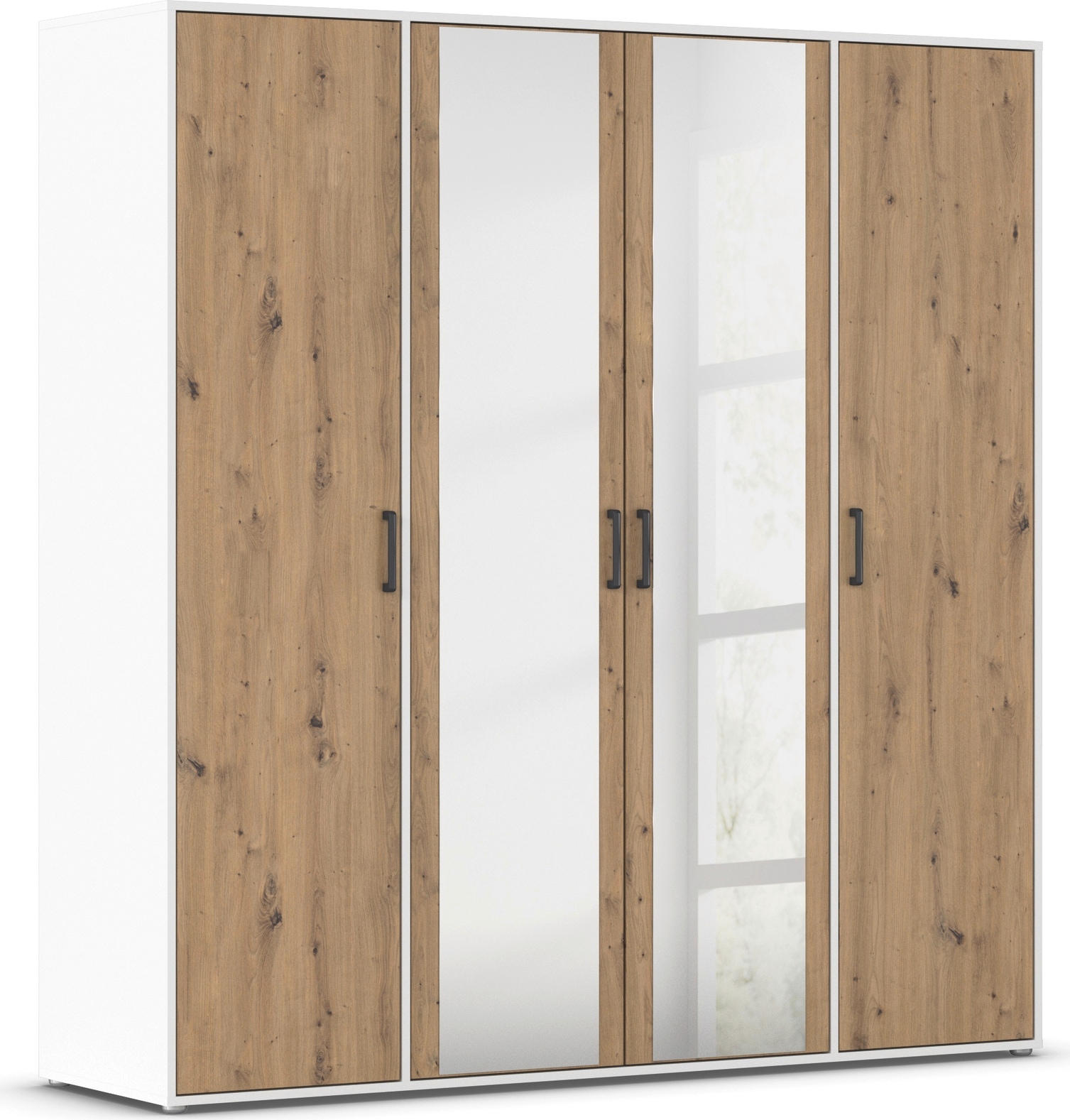 rauch "Kleiderschrank Schrank Garderobe Wäscheschrank VOYAGER" in 3 verschiedenen Ausstattungen BASIC/CLASSIC/PREMIUM, mit modernen Griffen in Graumetallic und Spiegel