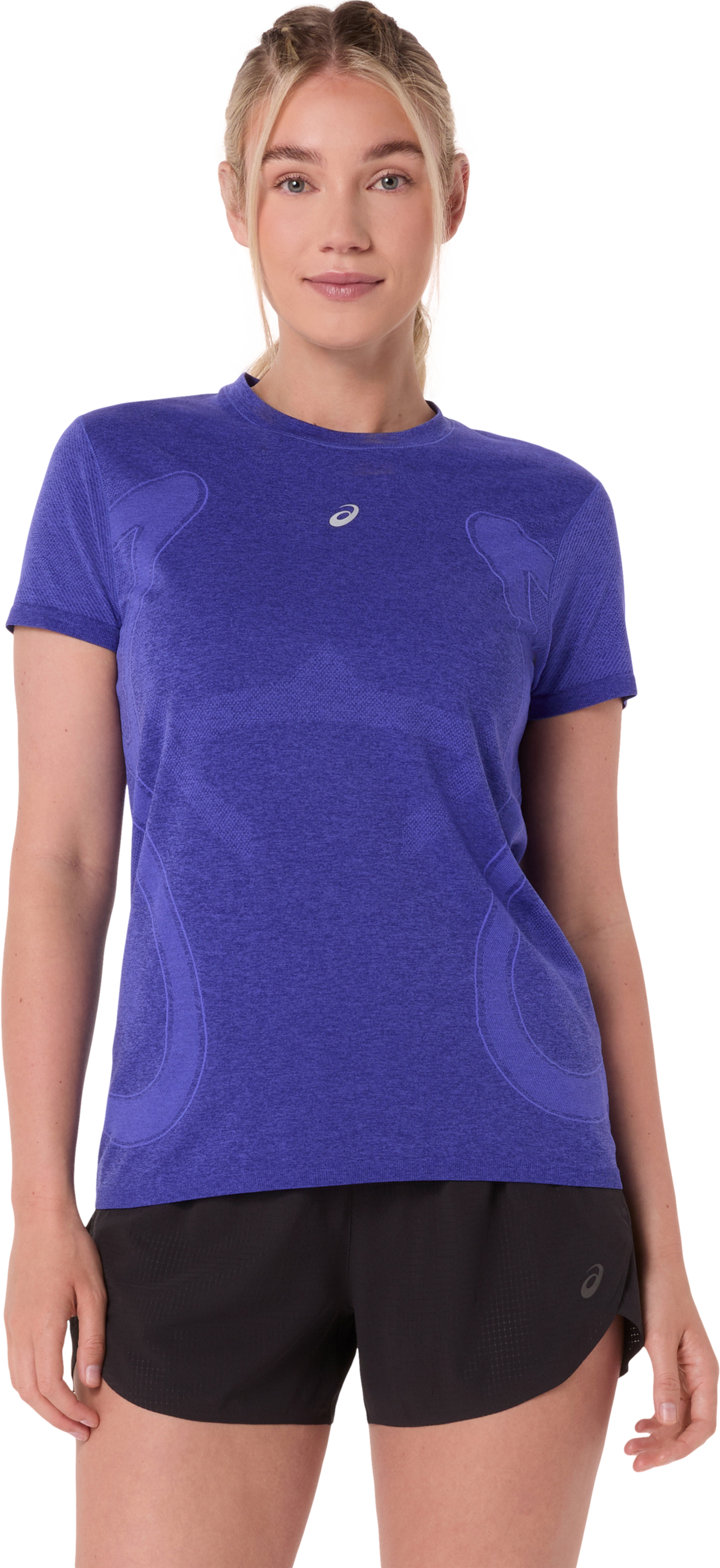 Laufshirt ASICS "ROAD SEAMLESS SS TOP", Gr. S, cobalt burst, eggplant, Obermaterial: 65% Polyamid, 35% Polyester, Shirts Laufshirt, nahtlose Strickkonstruktion, mit ACTIBREEZE™ Technologie
