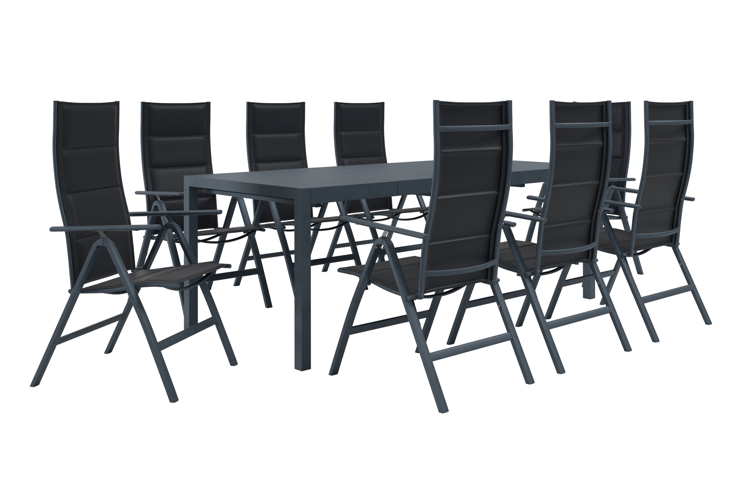 KONIFERA Garten-Essgruppe »»Carini««, (Set, 9 tlg., 8x Sessel, Tisch ausziehbar 90x184-224x75 cm), Aluminium/ Textilgewebe