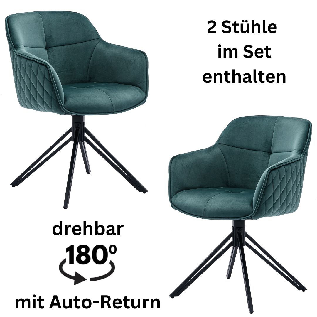 Stolkom Armlehnstuhl "Emma" (Set) 2 Stk. Samt 180 grad drehbar mit Auto-Ret günstig online kaufen