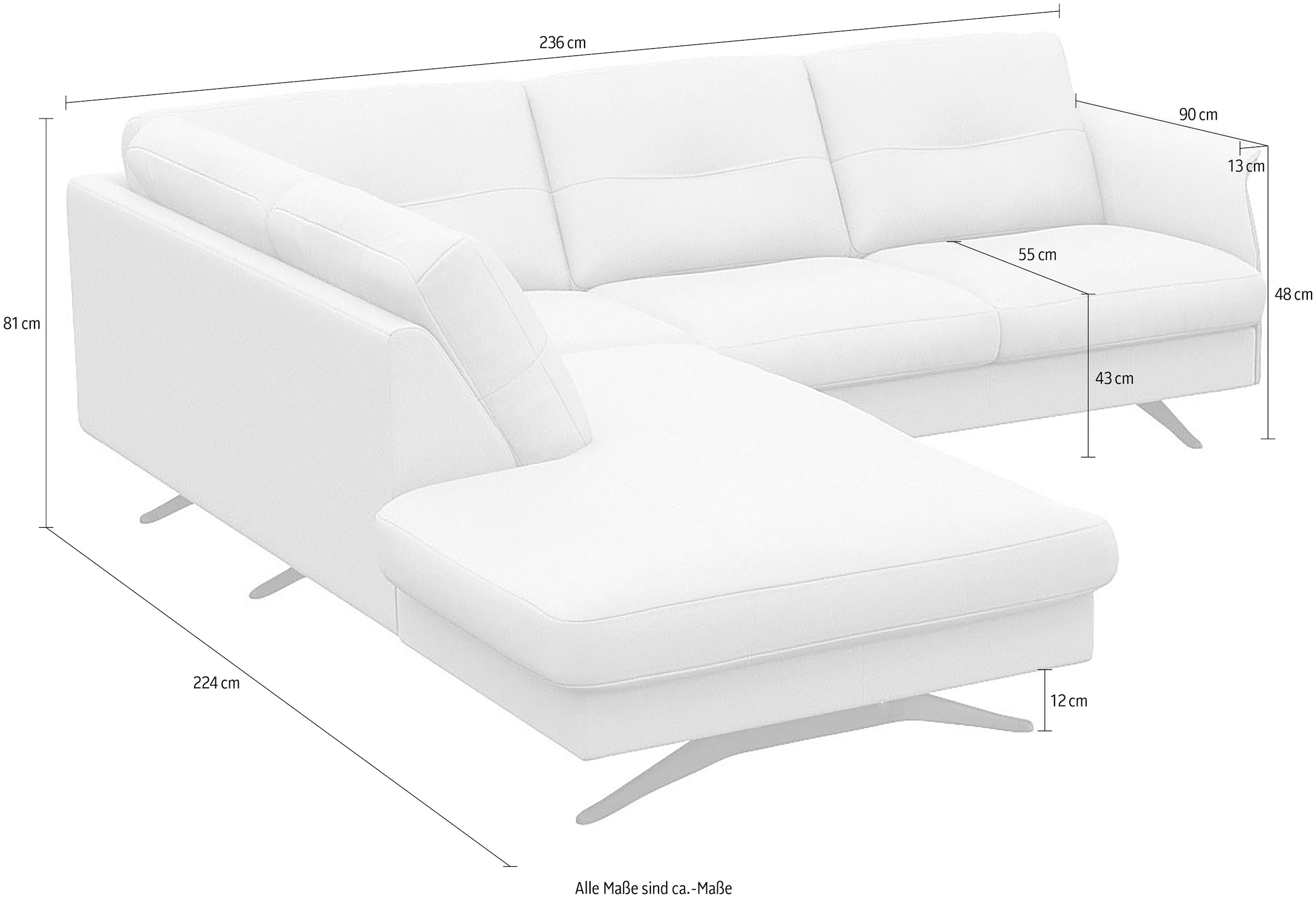 FLEXLUX Ecksofa »Glow, super bequem durch hochwertigem Sitzaufbau mit Federkern, L-Form«, Modernes skandinavisches Design