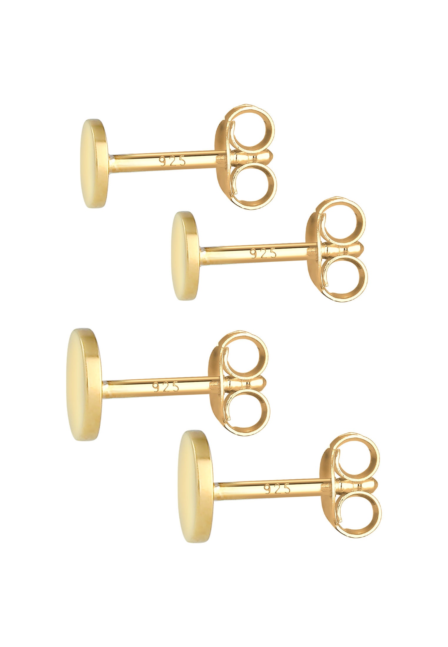 Ohrring-Set ELLI "Disc Plättchen Kreis Basic 2er Set 925 Silber", gold, Ohrringe, Damen, onesize, ohne Stein, Silber 925 (Sterlingsilber) 2