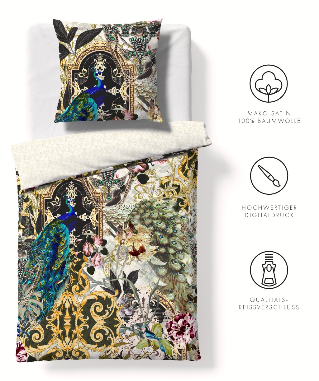 Thumbnail - fleuresse Bettwäsche "Bed Art S" 2 Stk. Mako Satin 100% Baumwolle mit Reißverschluss