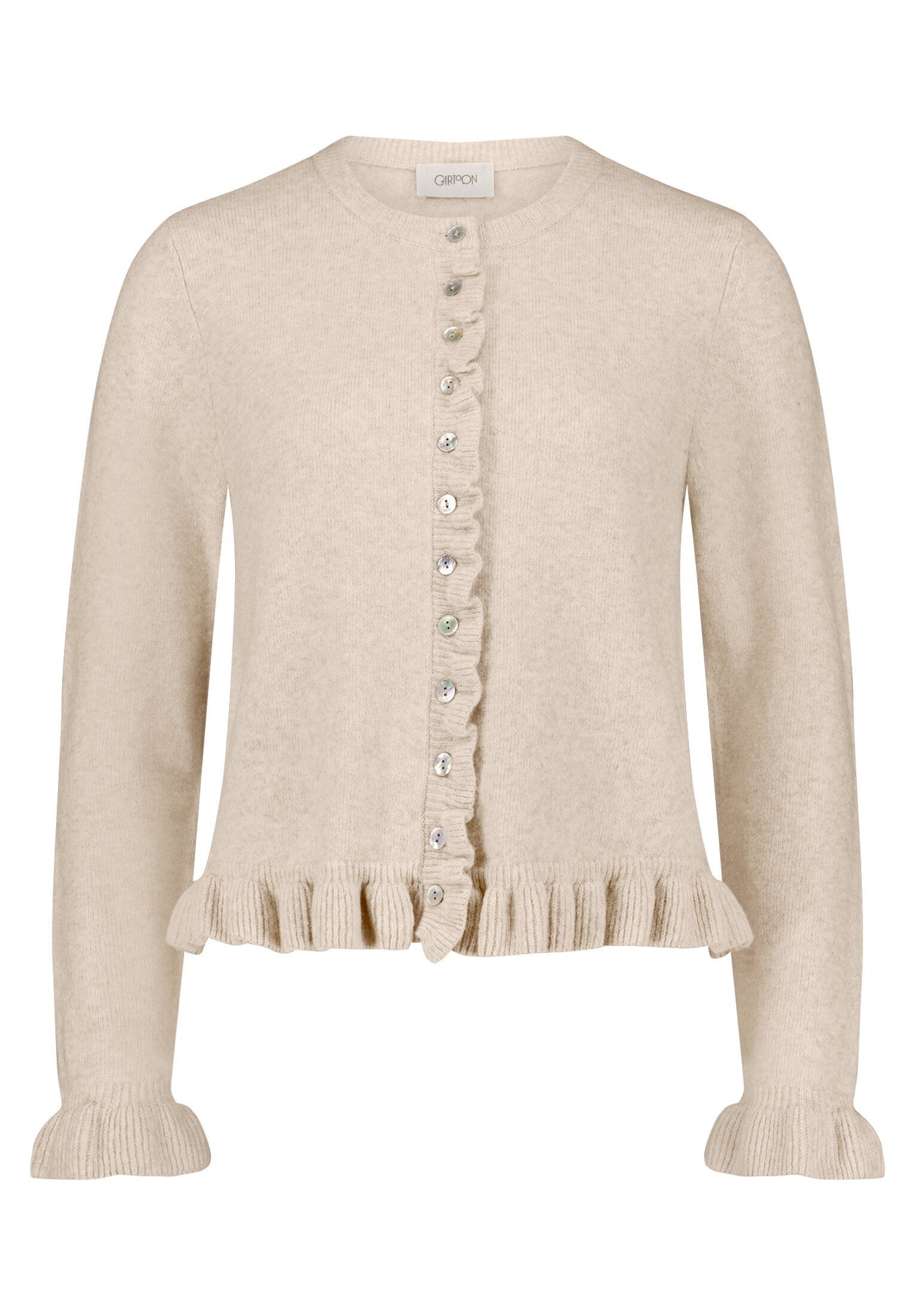 Cartoon Strickjacke »Damen mit Rüschen« 1