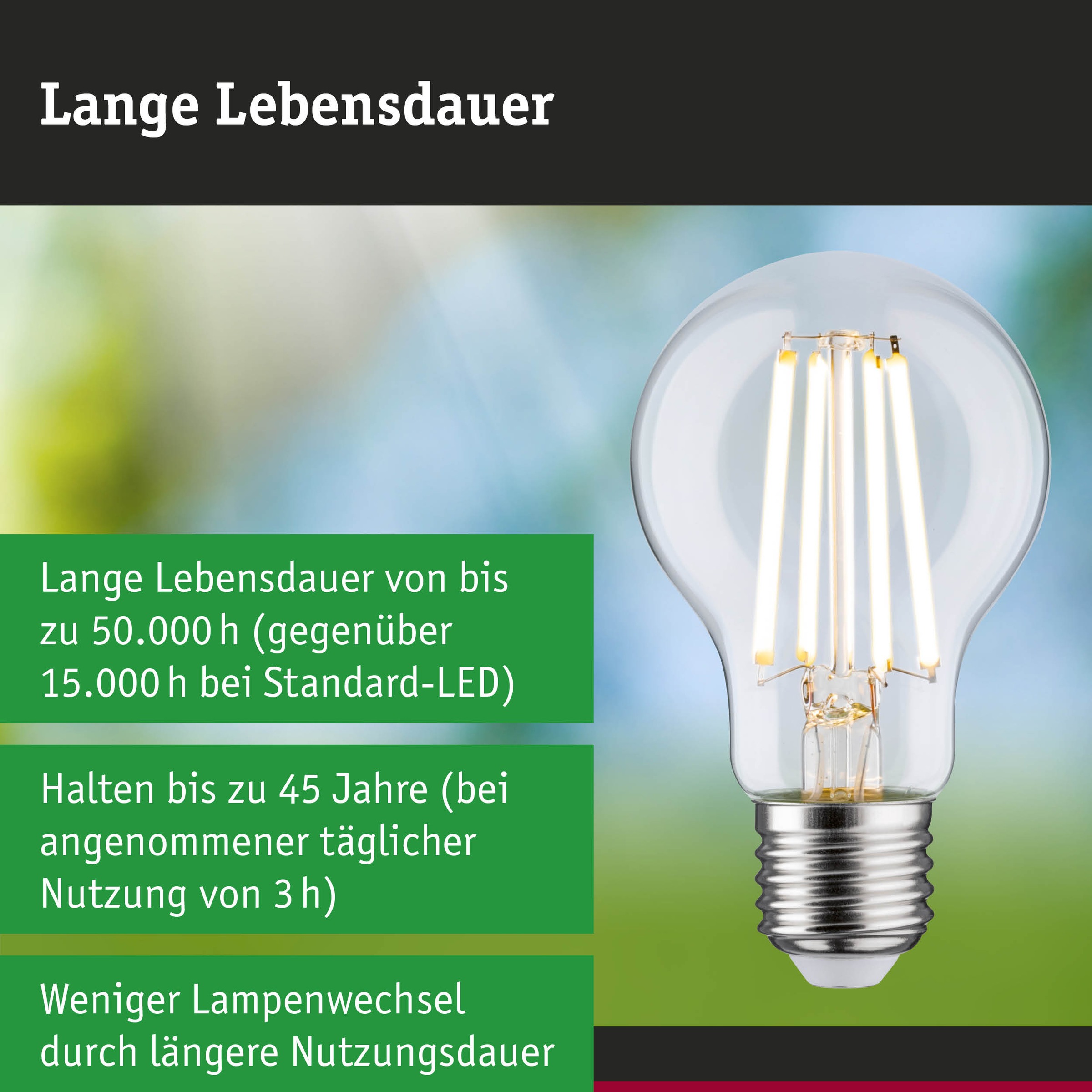 Paulmann LED-Leuchtmittel »Efficient-Line AGL 840lm 4,5W 3000K dim klar 230V« E27 1 Stk. Warmweiß