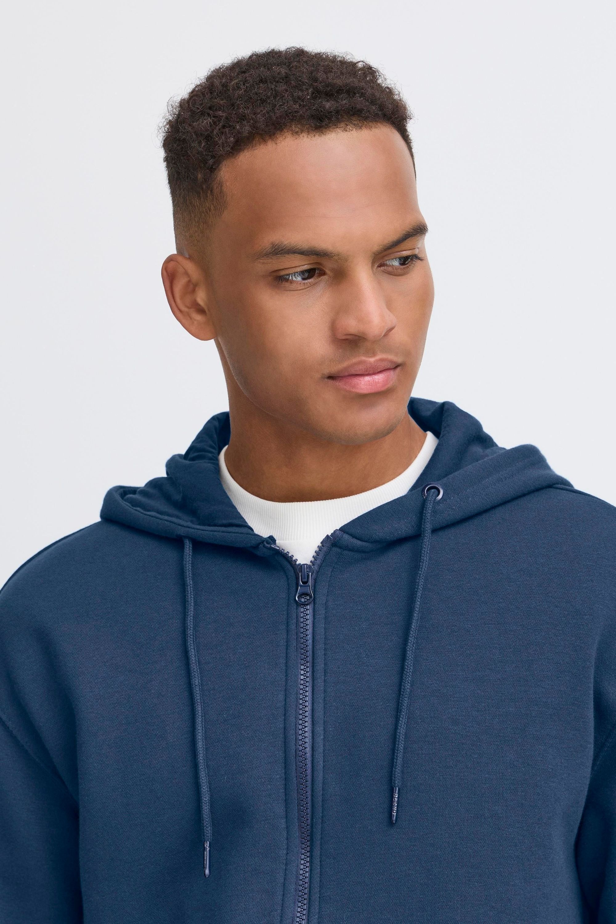 Kapuzensweatjacke BLEND "Kapuzenfleecejacke BHJUSTE", Herren, Gr. XL, blau (marineblaus), Obermaterial: 60% Baumwolle CO. 40% Polyester PES., Pullover 3