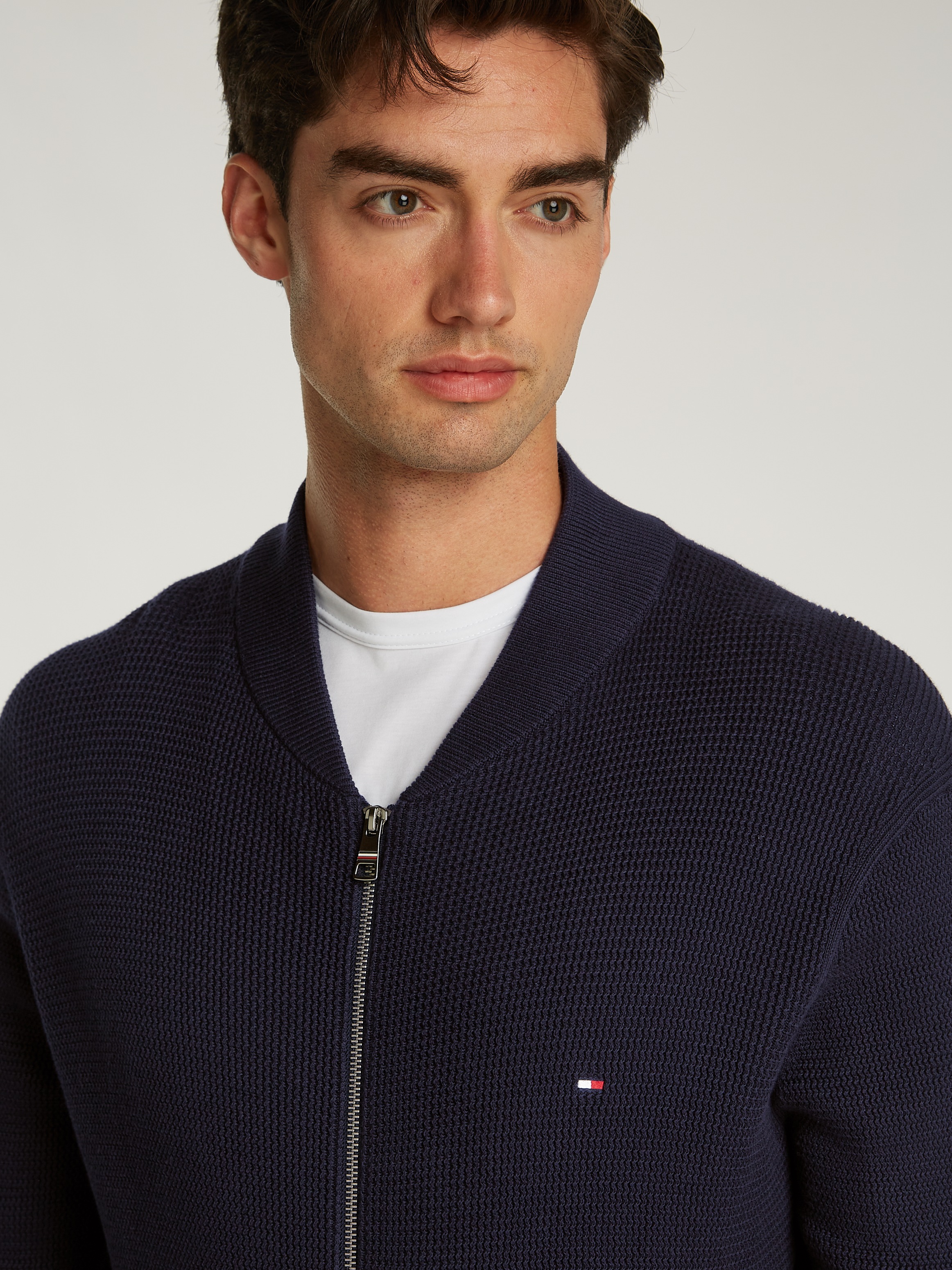 Tommy Hilfiger Strickjacke »RACKING STRUCTURE BASEBALL ZT«