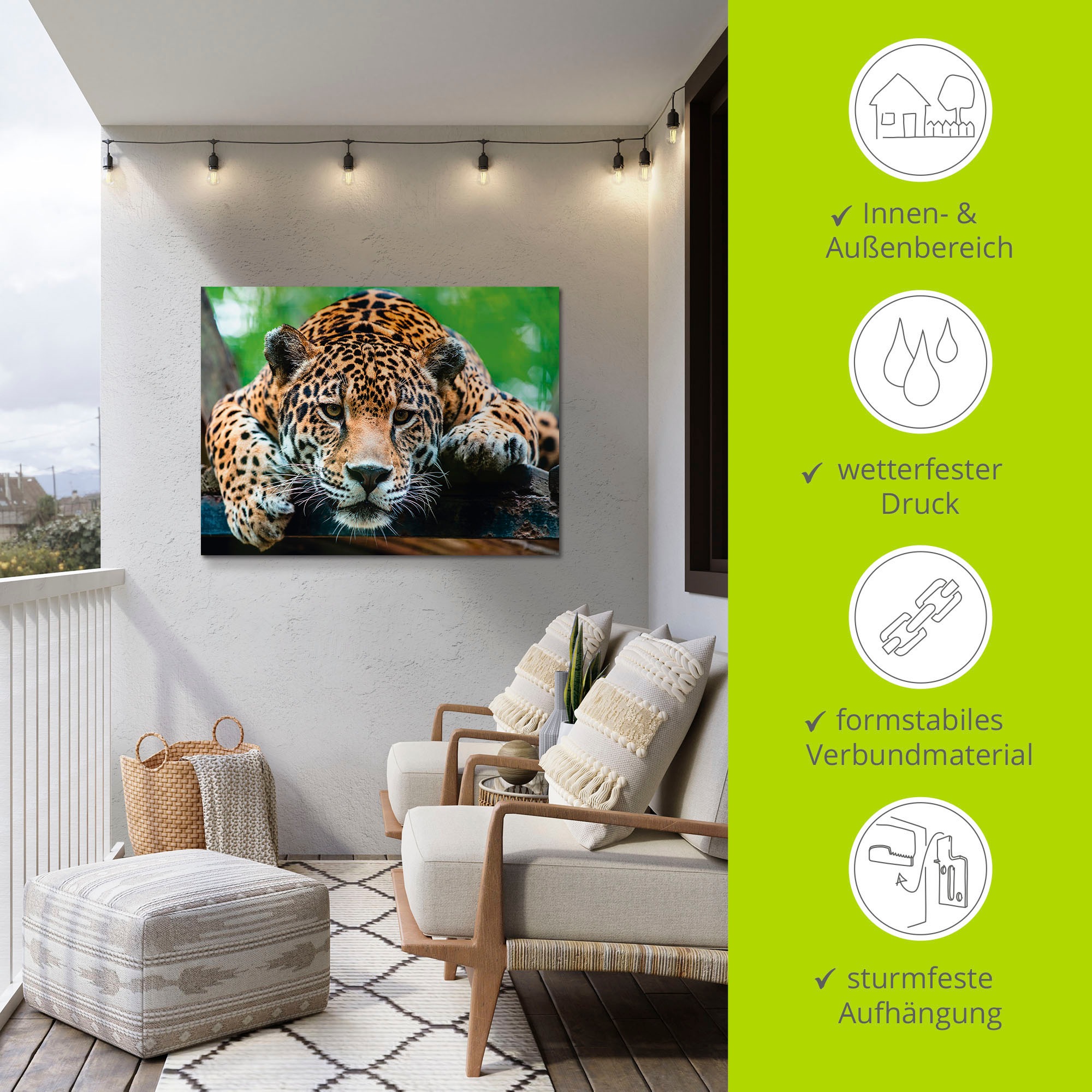 Artland Wandbild »Südamerikanischer Jaguar«, Wildtiere, (1 St.), als Alubild, Outdoorbild, Leinwandbild, Poster, Wandaufkleber