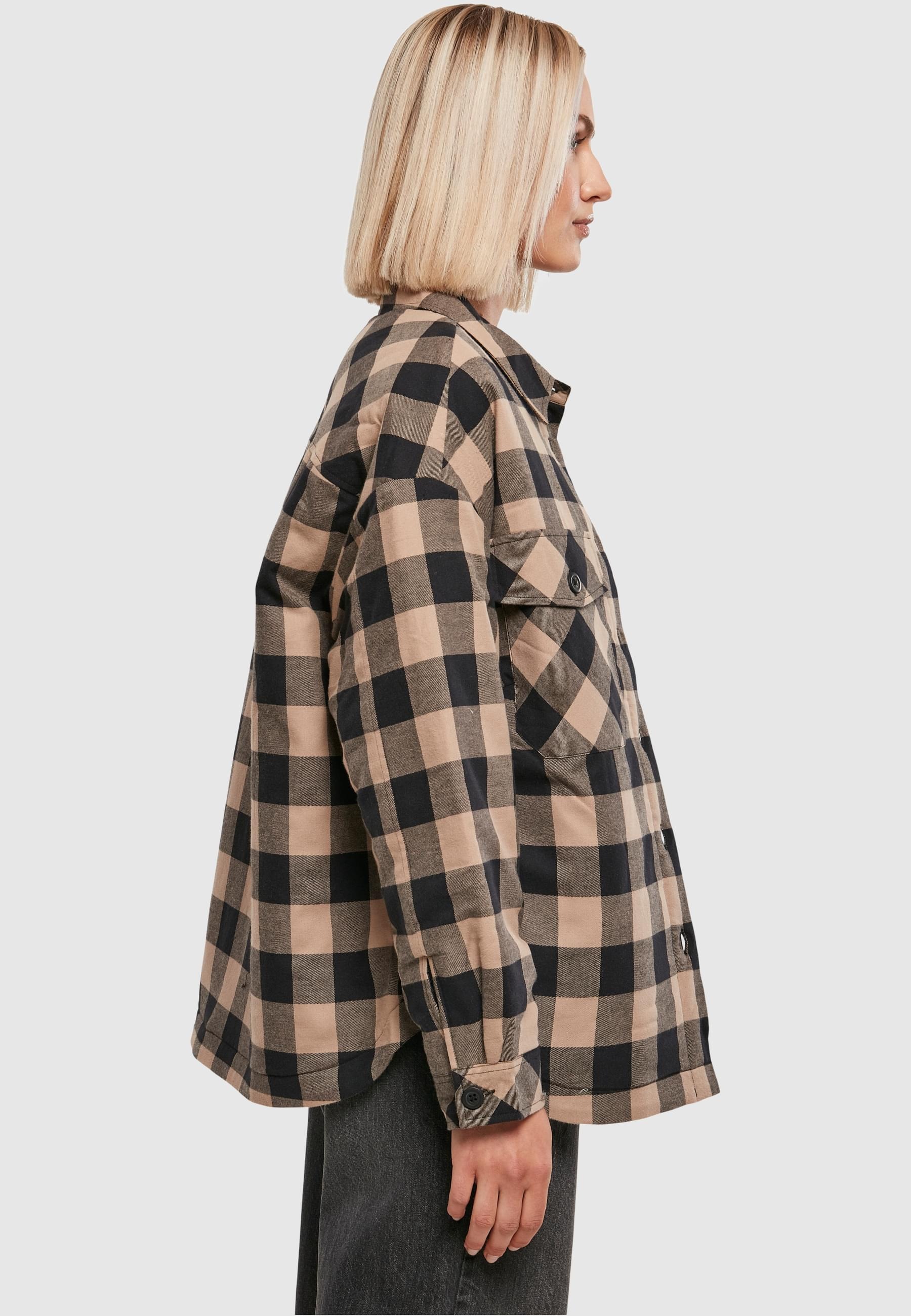 URBAN CLASSICS Allwetterjacke »Urban Classics Damen Ladies Flanell Padded Overshirt«, (1 St.), ohne Kapuze