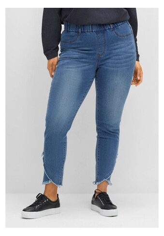 Sheego Stretch-Jeans »Jeans«, mit Gummibund und Fransensaum kaufen