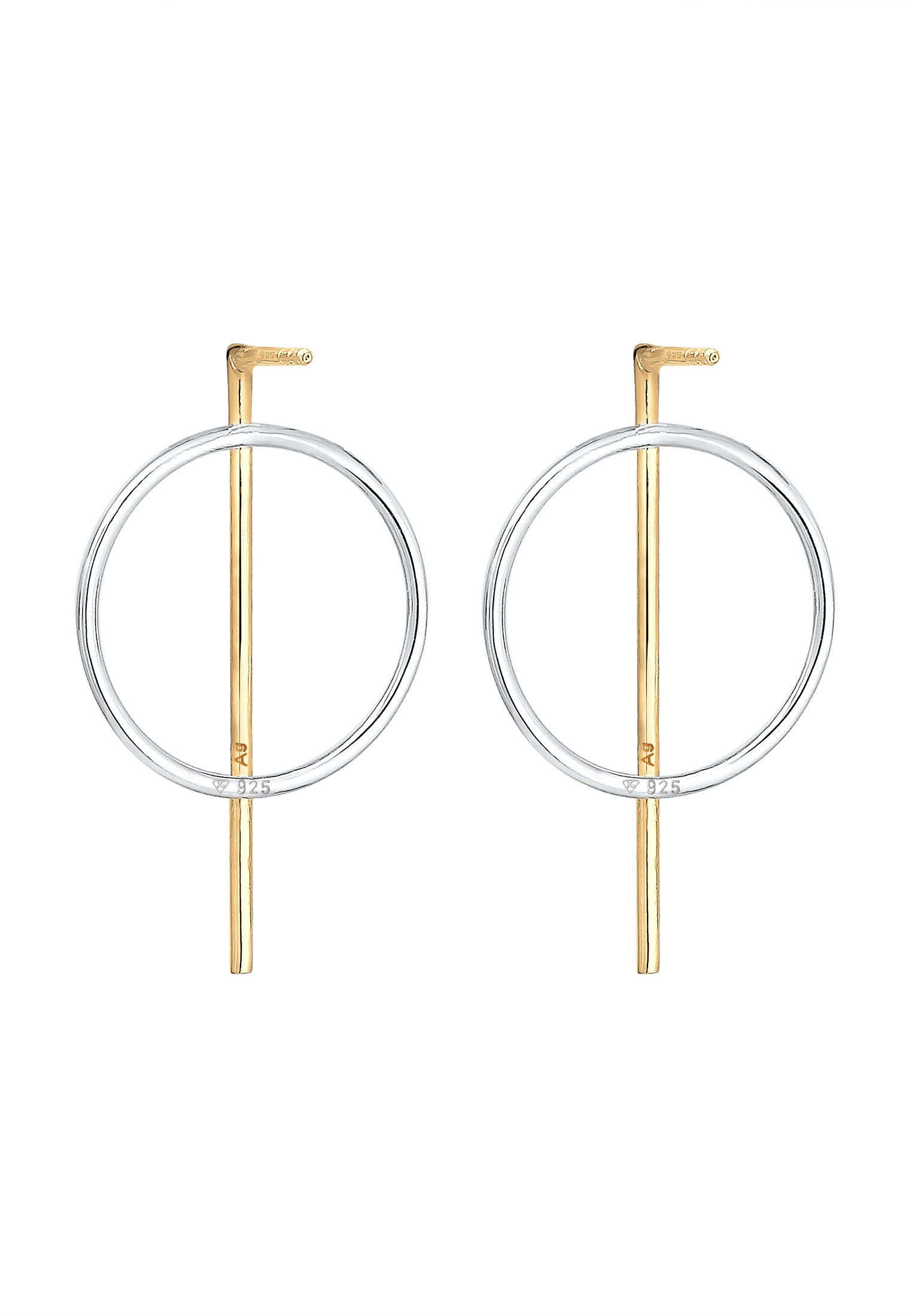 Elli Paar Ohrstecker »Ohrstecker Rund Bicolor 925 Sterling Silber vergoldet«