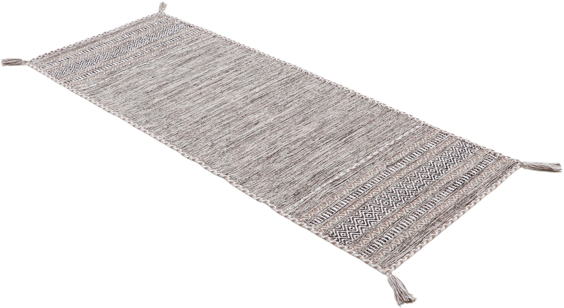 carpetfine Läufer »Kelim Azizi«, rechteckig, 5 mm Höhe, Baumwolle, Wendeteppich mit Fransen, Wohnzimmer