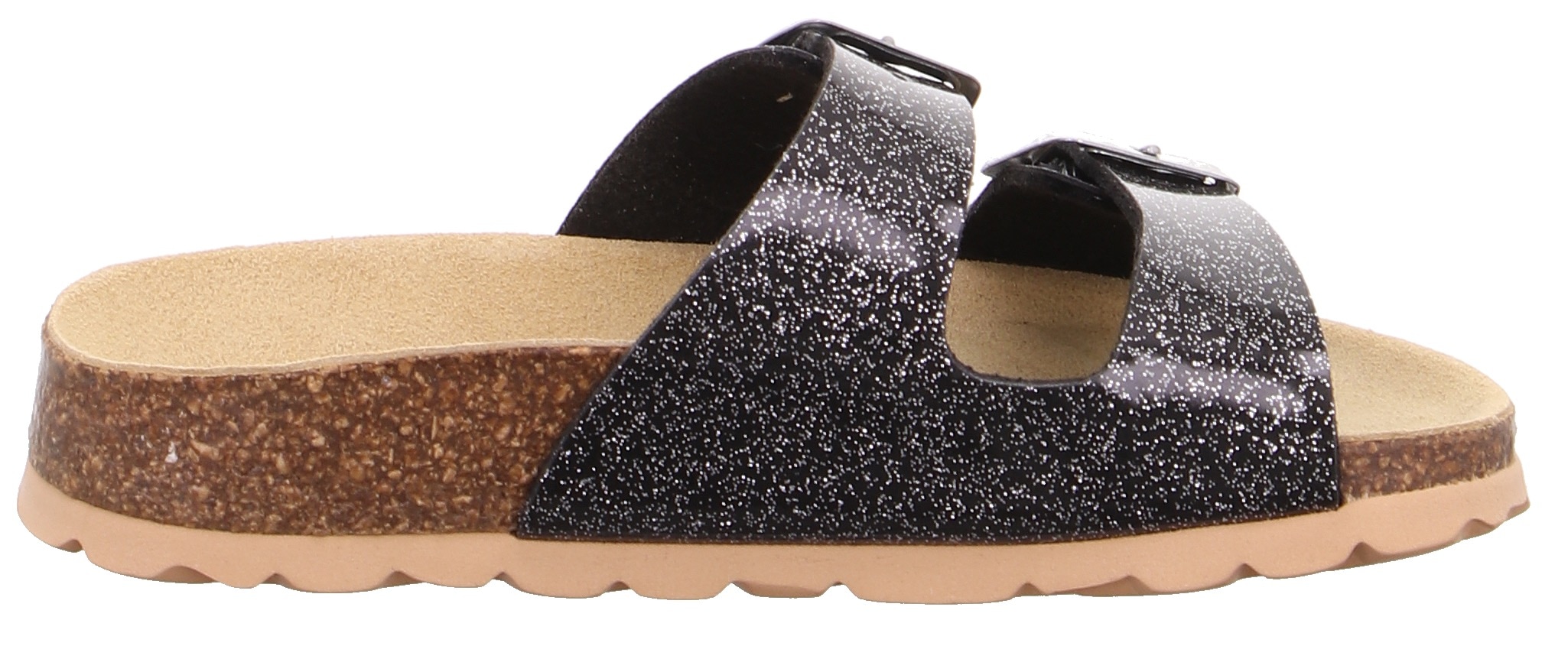 Superfit Pantolette »Fußbettpantoffel VIOS WMS: Mittel«, Sommerschuh, Schlappen, Hausschuh mit glitzerndem Obermaterial