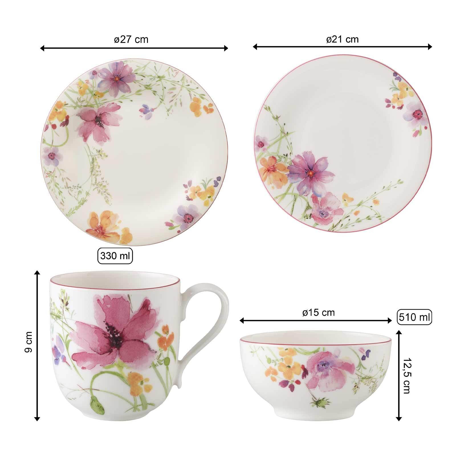 Villeroy & Boch Geschirr-Set »Kombi-Set Mariefleur Basic 8er Set bunt« Spülmaschinengeeignet, Mikrowellenfest
