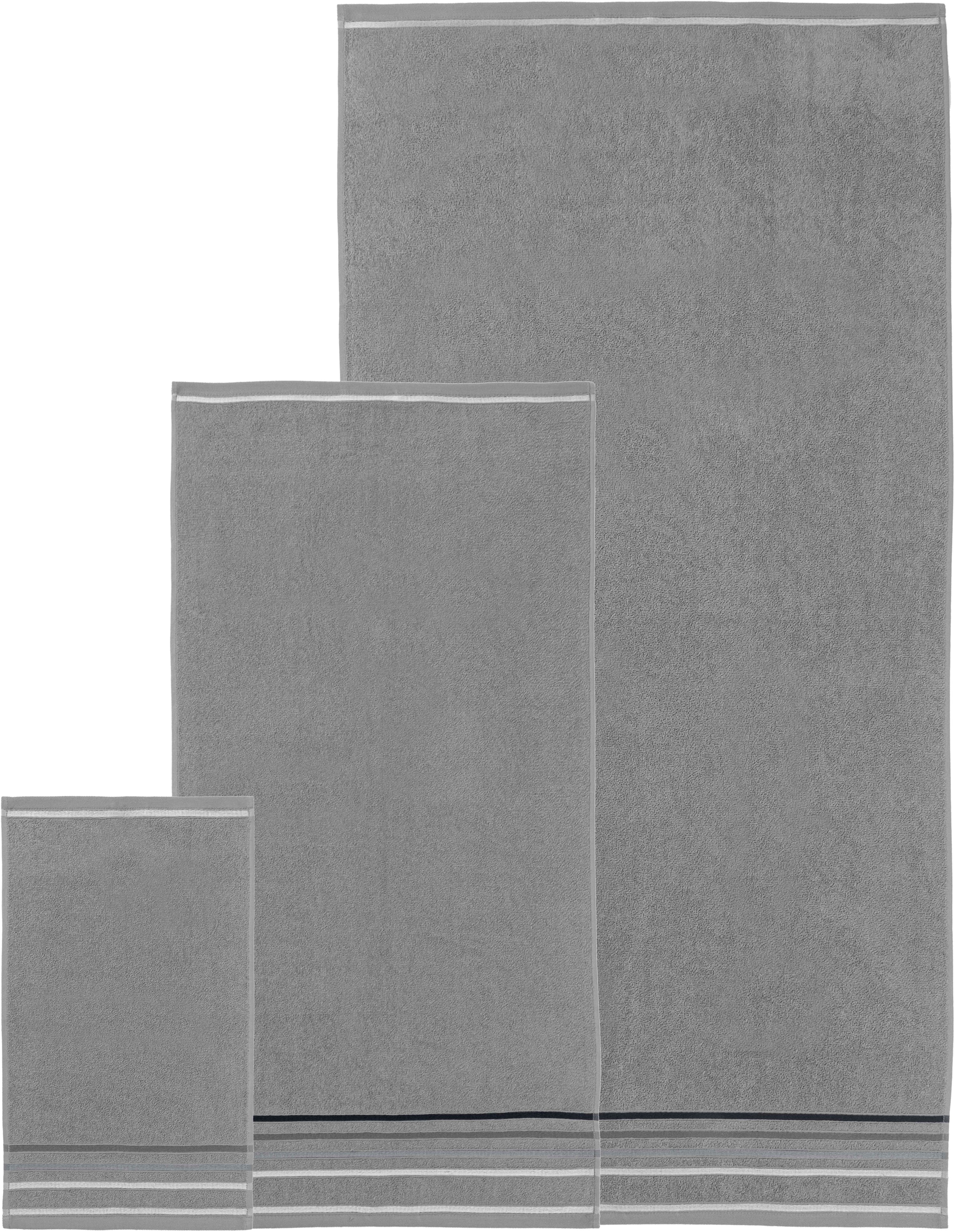 OTTO home Handtuch Set »Niki, Duschtuch, Handtücher und Gästetücher« Set Walkfrottee Handtücher mit mehrfarbiger Streifenbordüre, weich, aus 100% Baumwolle