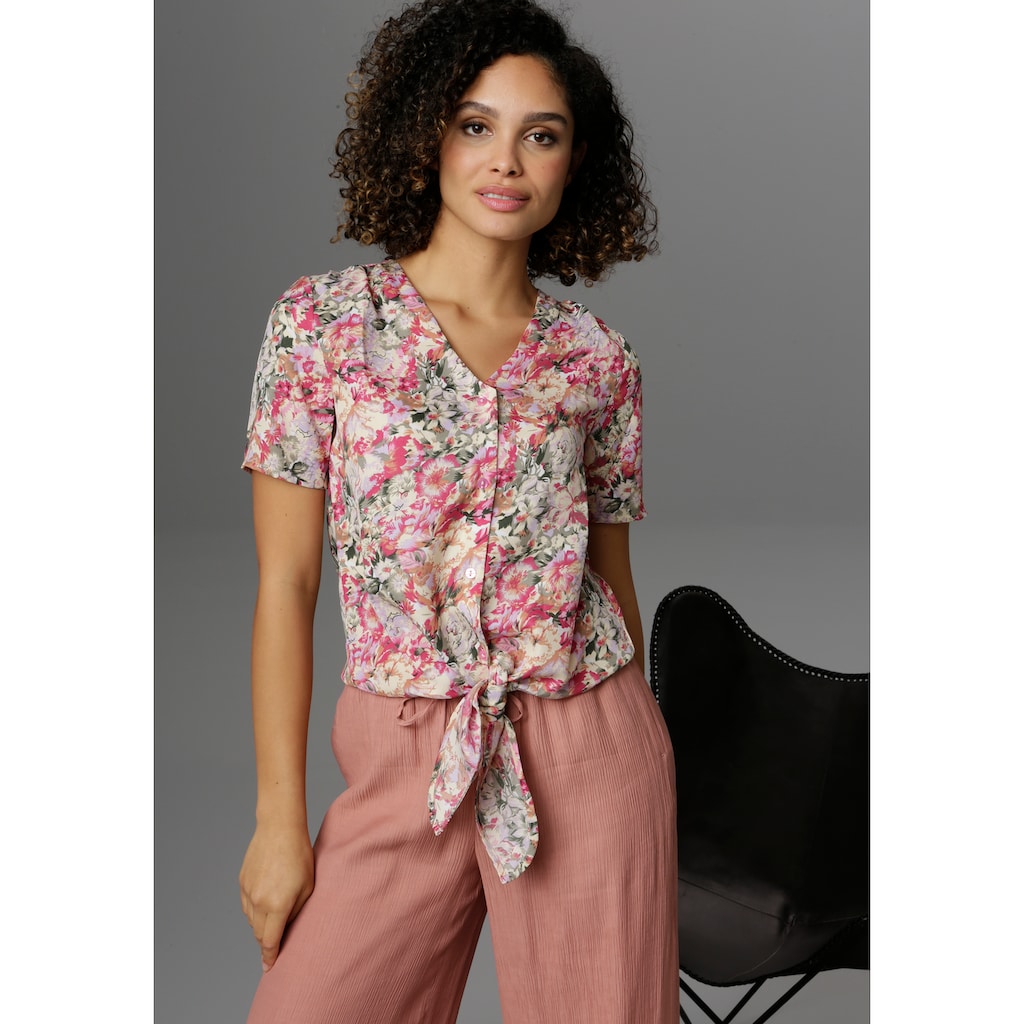 Aniston CASUAL Kurzarmbluse mit romantischem Blumendruck Aniston CASUAL Kurzarmbluse mit romantischem Blumendruck