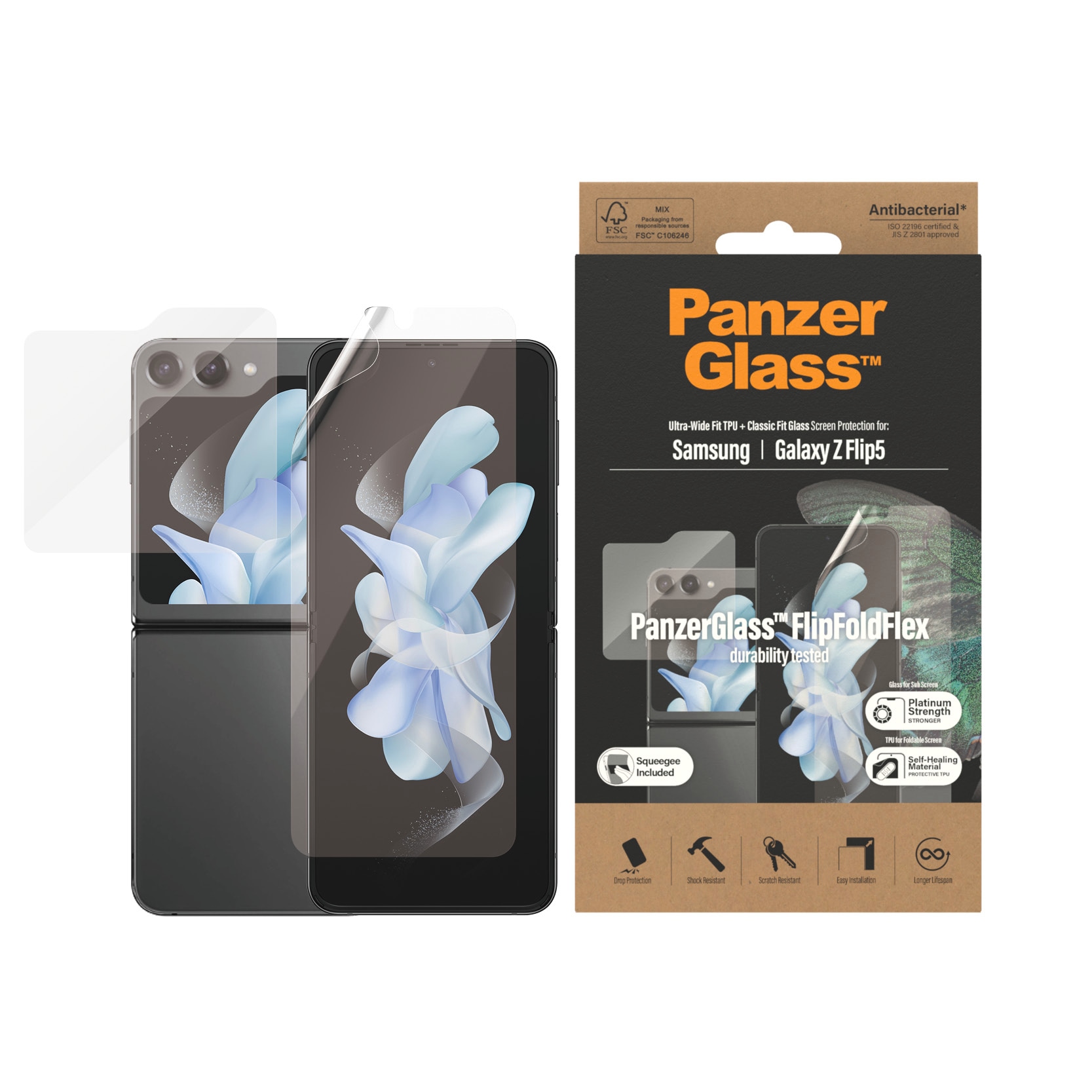Displayschutzglas »Tempered Screen Protector Glass«, für Samsung Galaxy Z Flip 5G,...