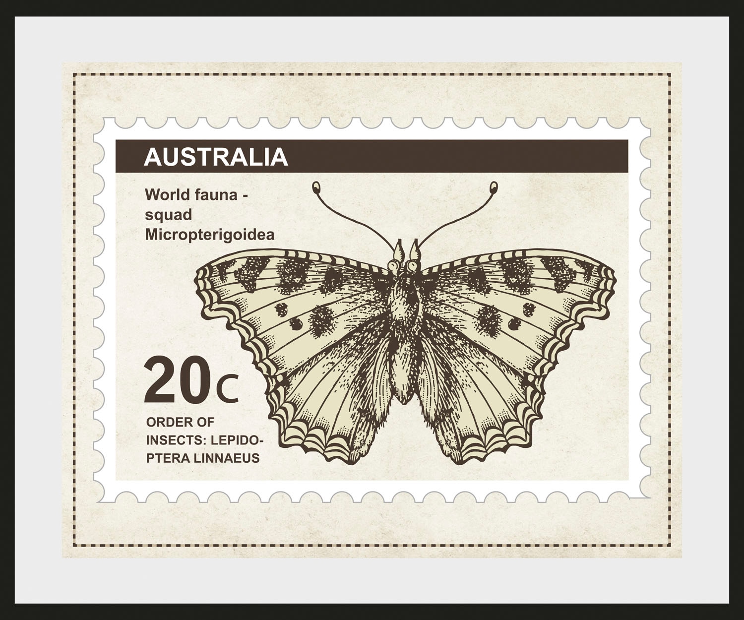 queence Bild »20c«, Schmetterlinge-Insekten-historische Ereignisse-Postkarten, (1 St.), HD Premium Poster-Druck inkl. Holzrahmen