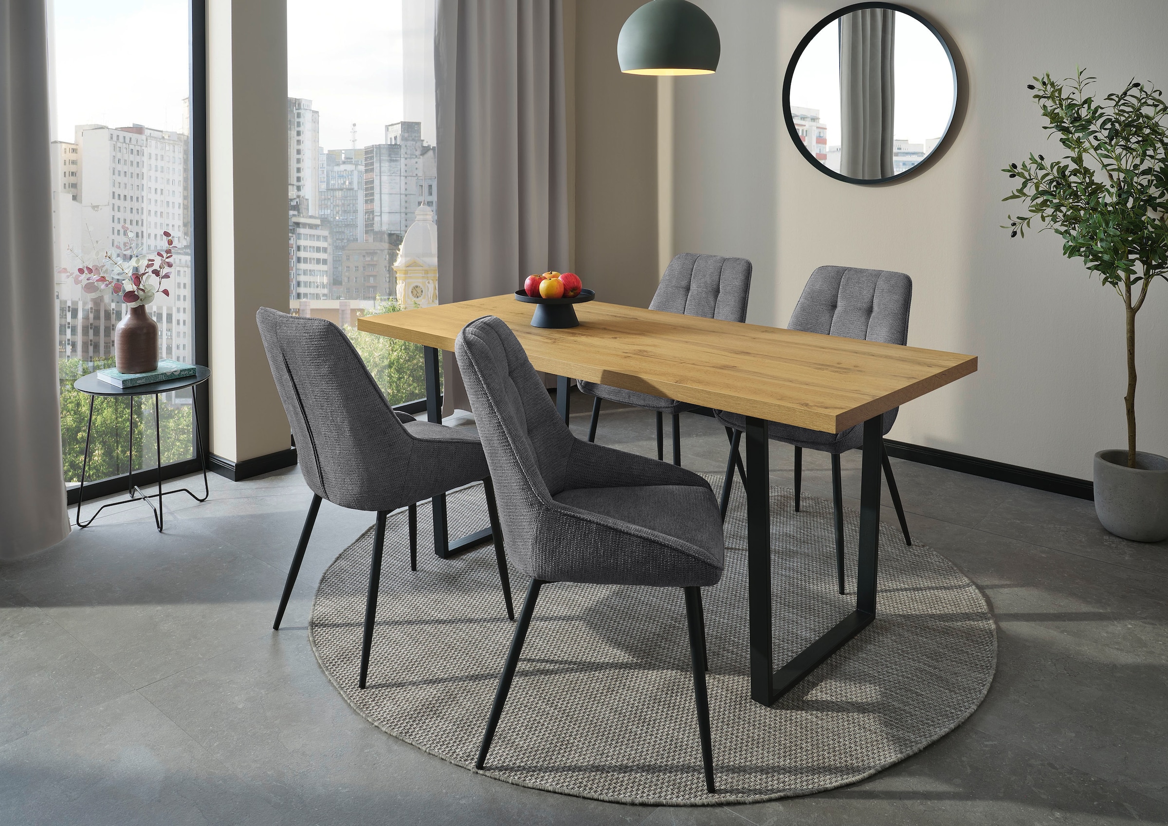 Jockenhöfer Gruppe Esszimmerstuhl »ROGER« (Set) 4 Stk.4-Fuss Stuhl, Webstoff, Schalenoptik