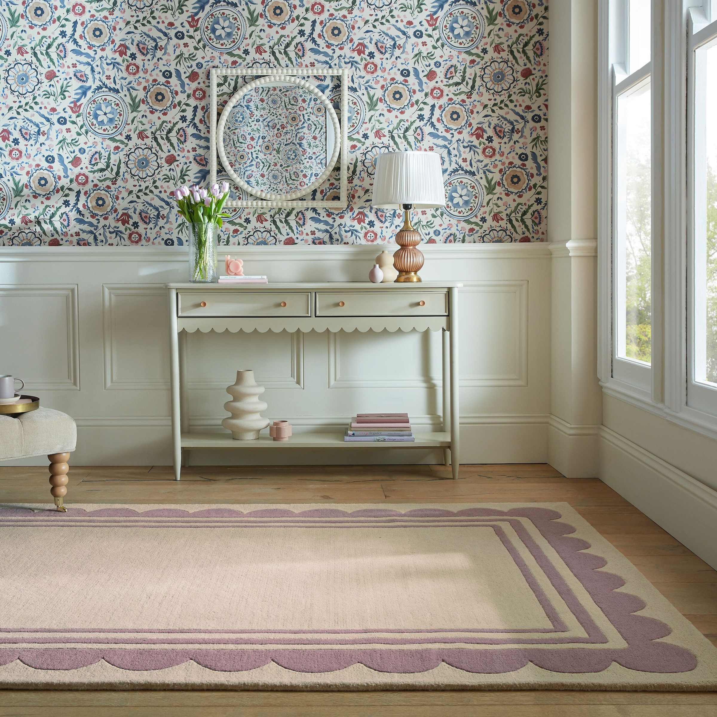 FLAIR RUGS "Lois mit Jakobsmuschelbordüre" rechteckig 10 mm Höhe mit Jakobsmuschelbordüre