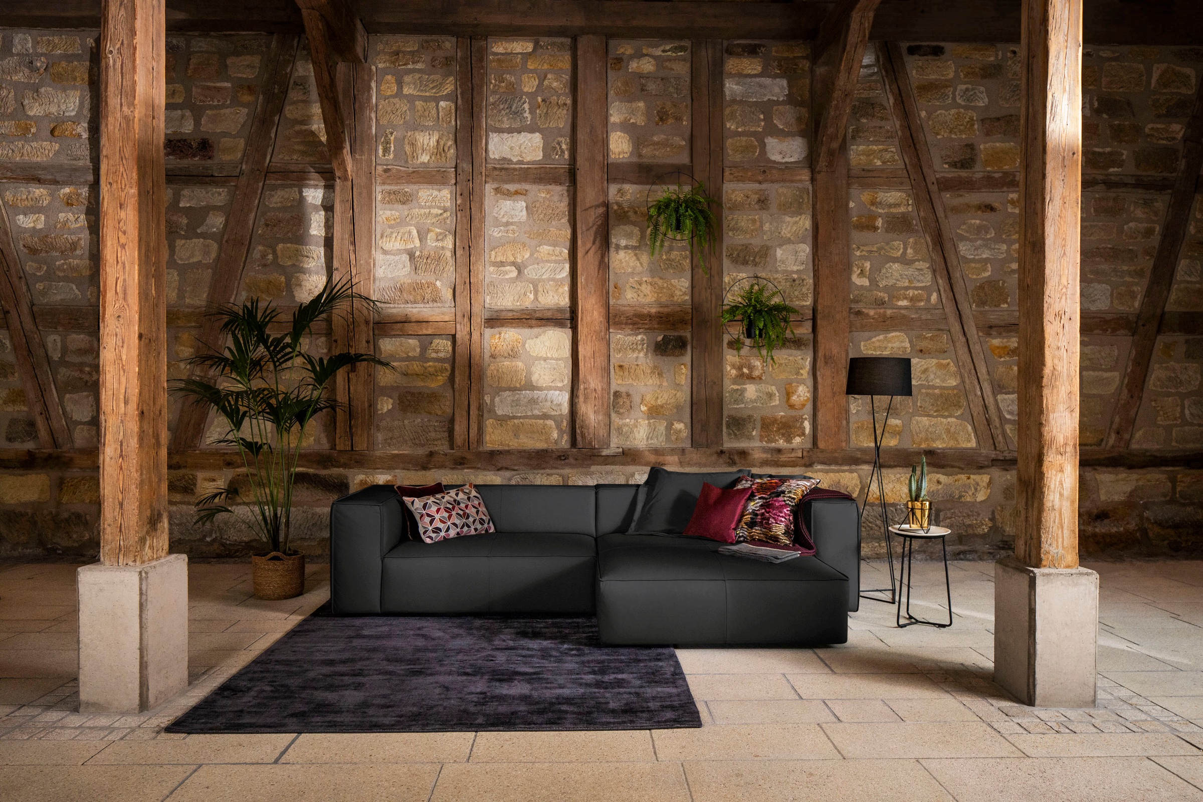 W.SCHILLIG Ecksofa "around-the-block Mega-Sofa & Hocker, viel Platz, Breite 300cm, L-Form" inklusive Hocker, mit eleganter Biese, mit Federkern