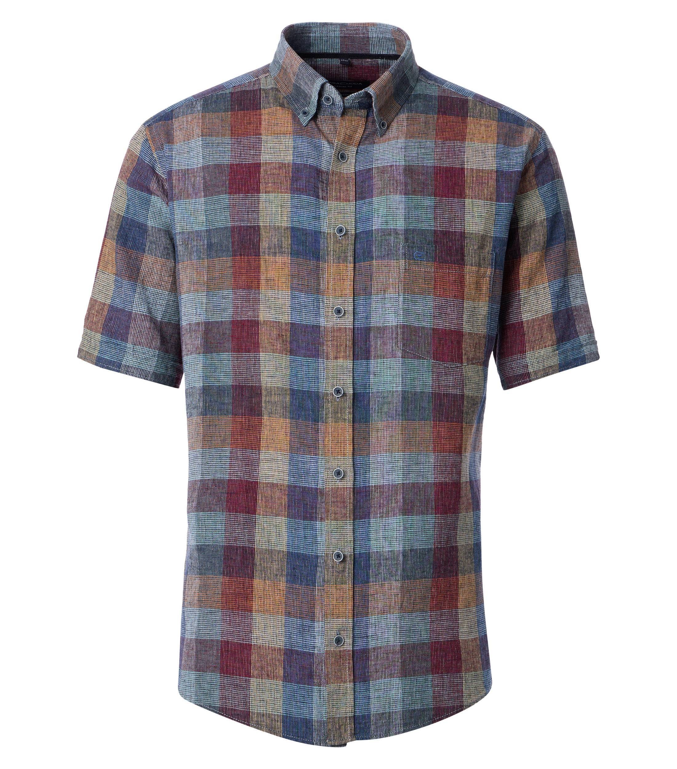 CASAMODA Kurzarmhemd "CASAMODA Leinenhemd Kurzarm kariert" günstig online kaufen
