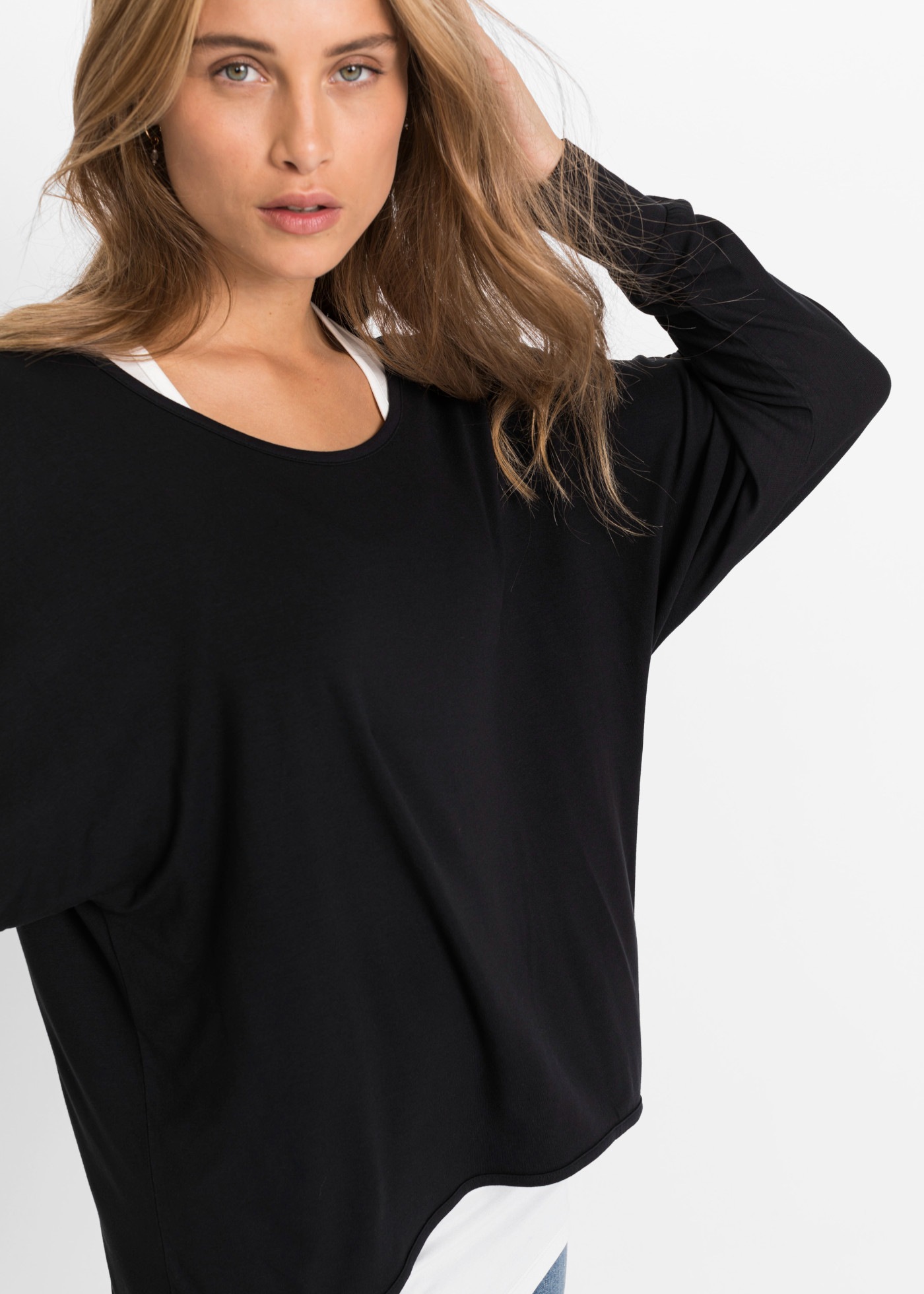 bonprix T-Shirt Set,  2-teiliges Set aus Longshirt und Top, in A-Linie, modisch