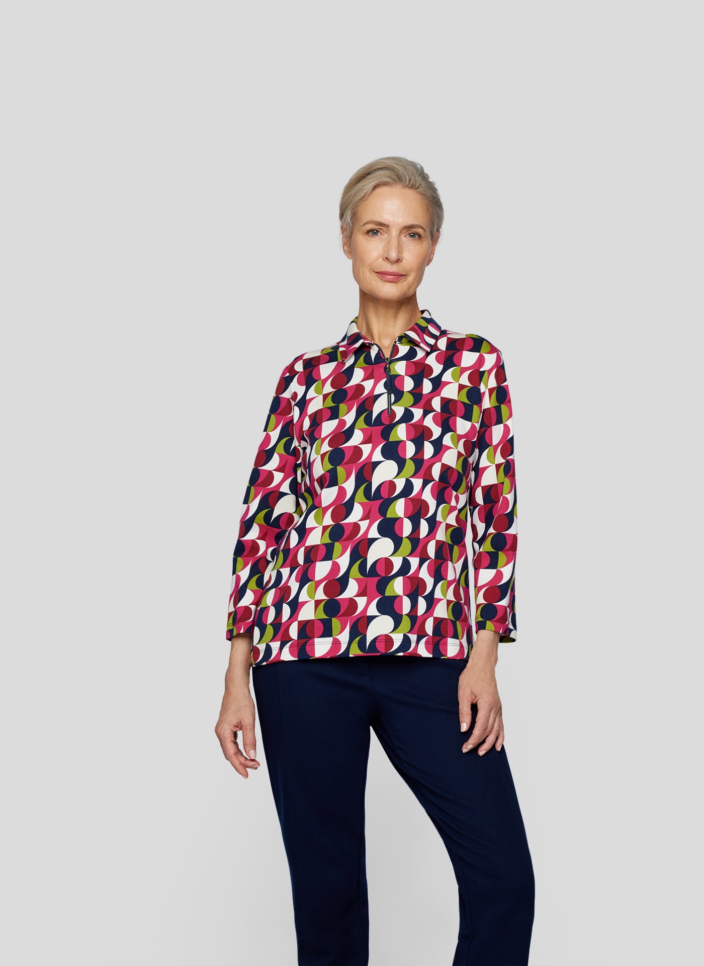 Rabe Print-Shirt "RABE Geometrisches 3/4-Arm Shirt, farbintensiv und stilvoll"