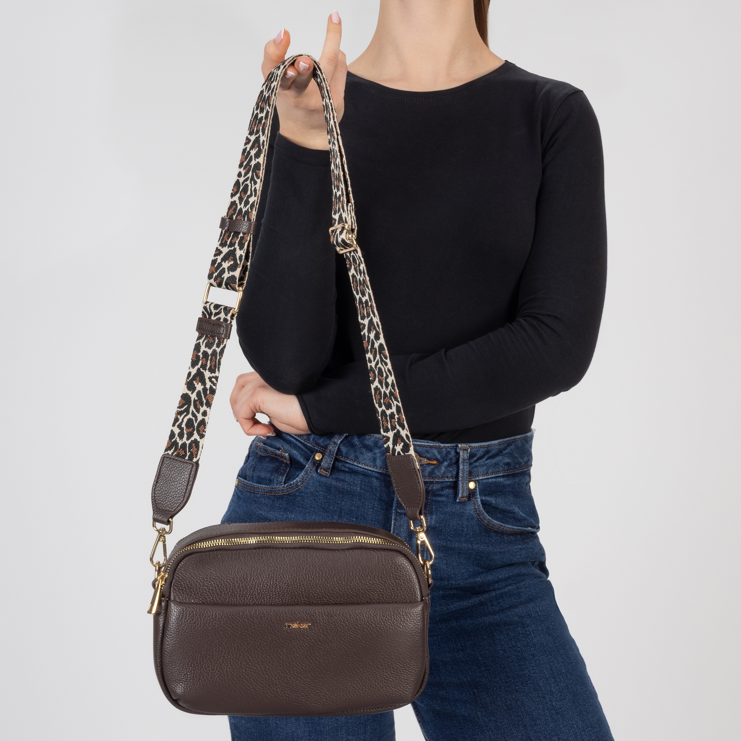 Rieker Umhängetasche Damen Schultertasche, Handtasche mit zwei Reißverschlüssen