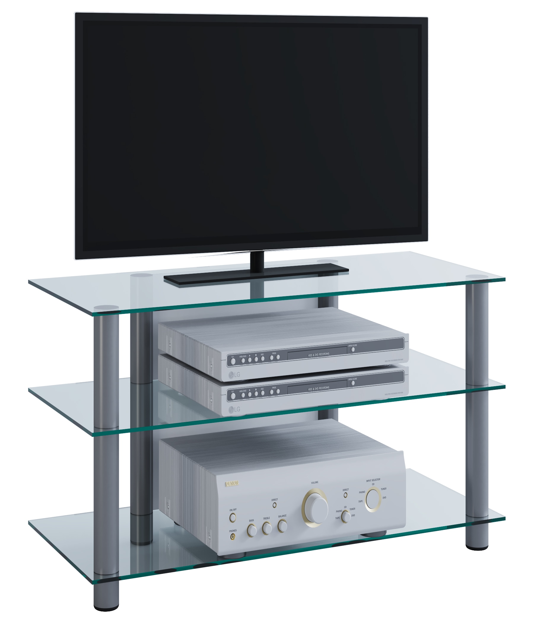 VCM TV-Board »TV Möbel Sideboard Fernseh Rack Alu Glas Sindas«, (VCM Netasa)