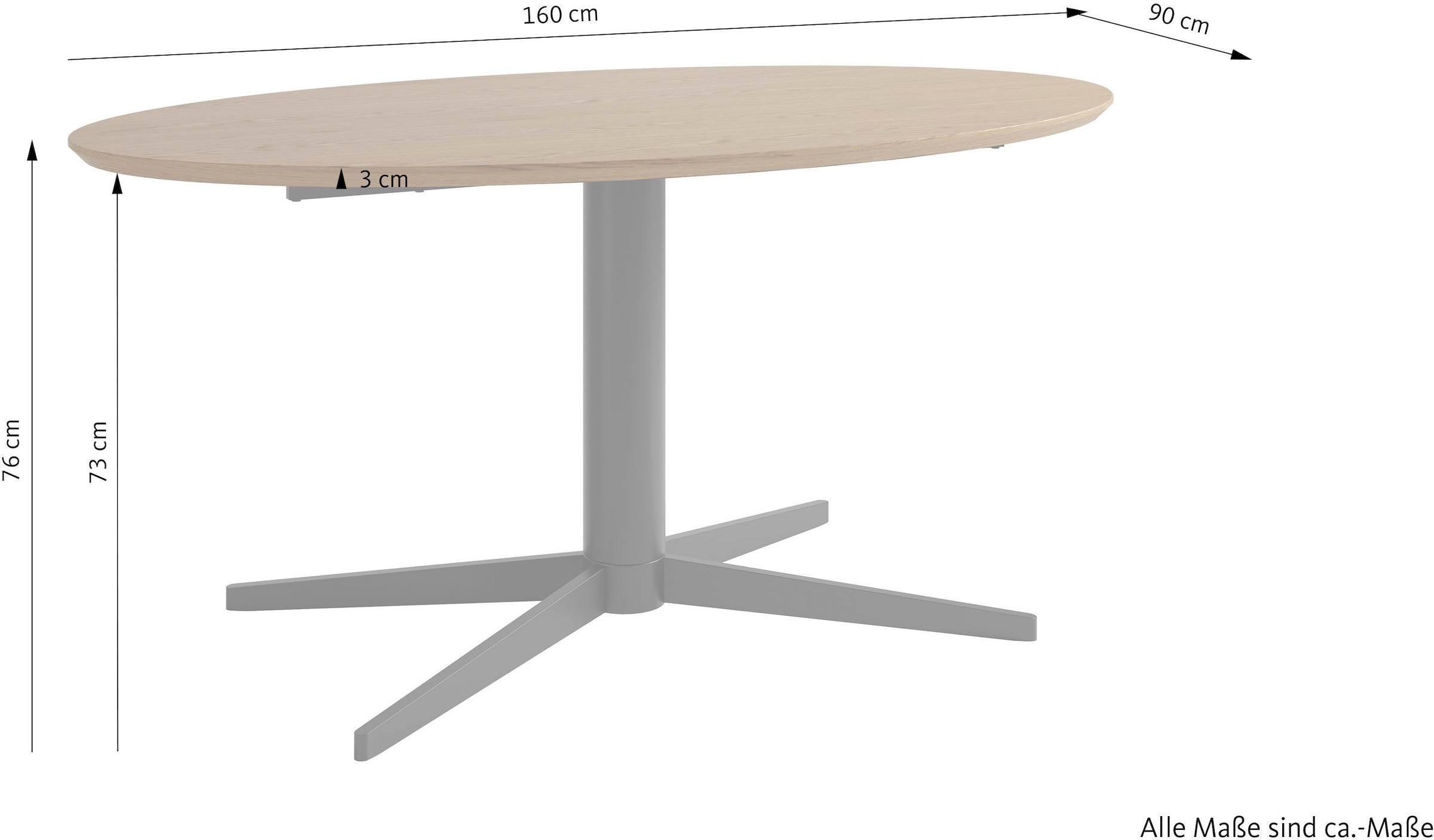 SCHÖNER WOHNEN-Kollektion Esstisch »FEVIK« 1 Stk. tlg. in 160 cm oder 200 cm, mit Schweizer Kante und Stativuntergestell