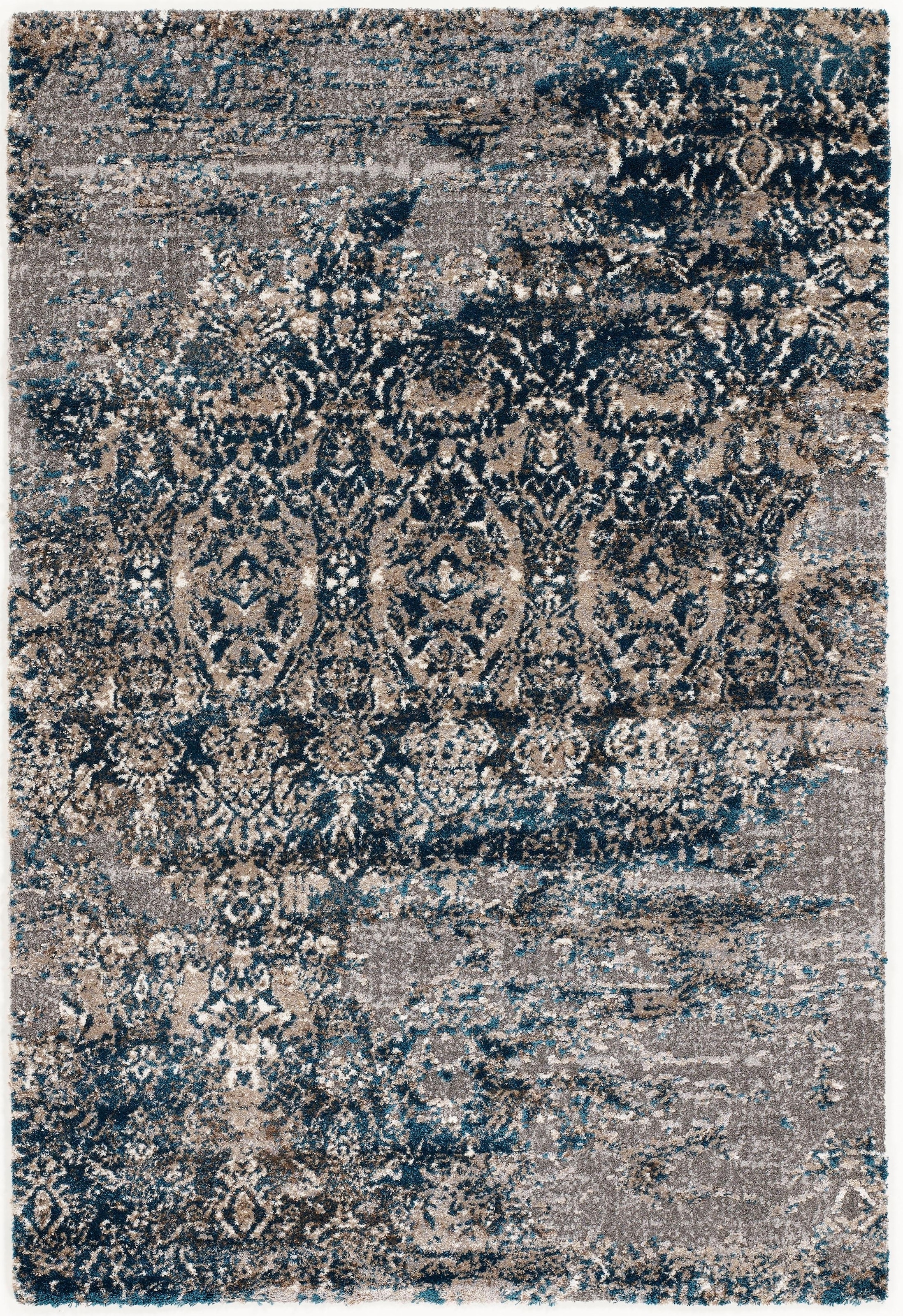 Teppich OCI DIE TEPPICHMARKE "JUWEL SILENTA" Gr. 4, blau (petrol, grau), B:160cm H:20mm L:230cm, Polyester, Polypropylen, Teppiche, Teppich, Kurzflor, Wohnzimmer, Marmor Optik, Hoch Tief Effekt